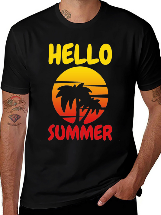 Hello Summer Palm Tree Graphic Tee