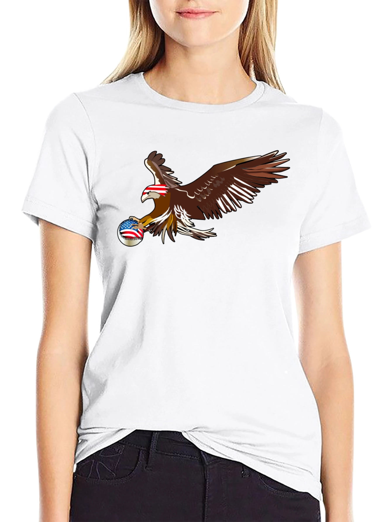 Eagle Baseball Patriotic Graphic T-Shirt