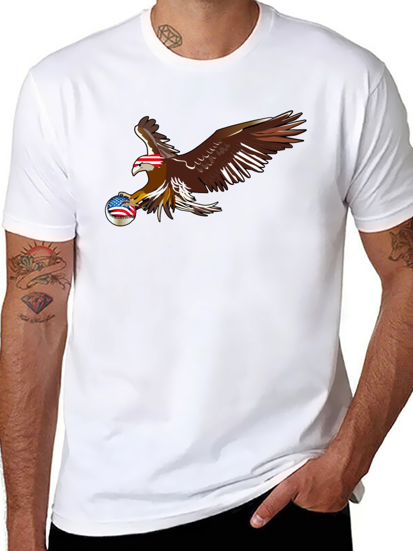 Eagle Baseball Patriotic Graphic T-Shirt