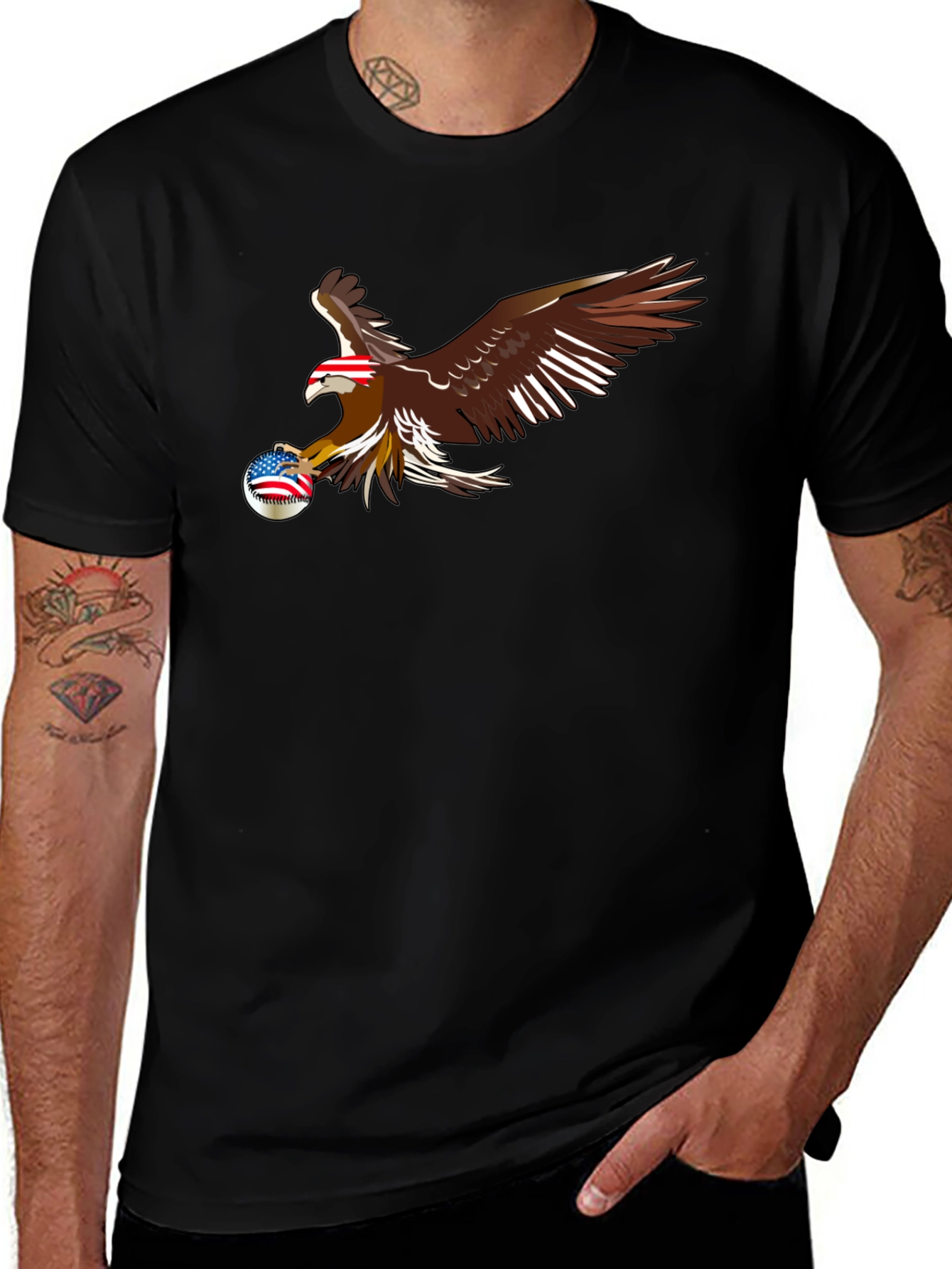 Eagle Baseball Patriotic Graphic T-Shirt