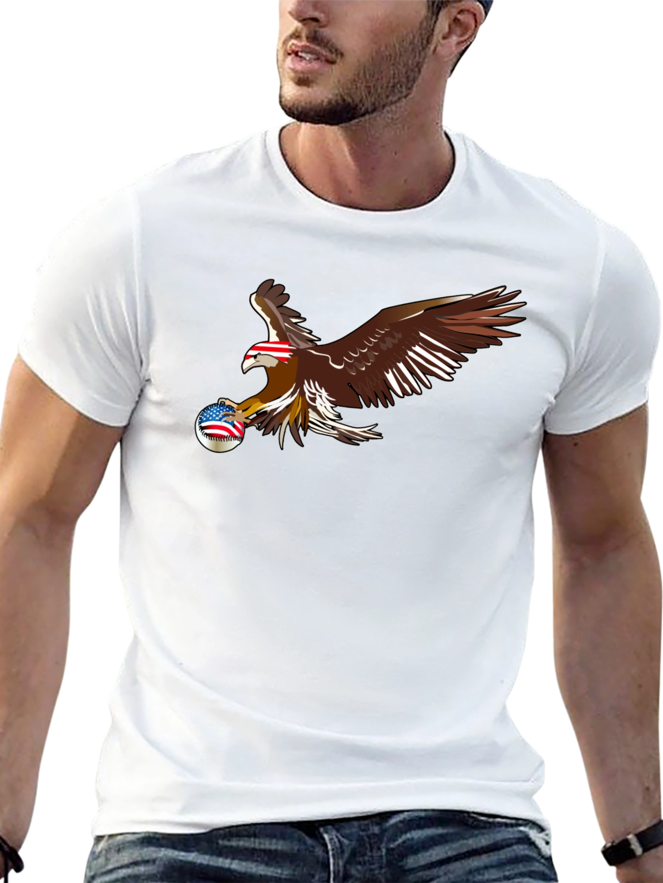 Eagle Baseball Patriotic Graphic T-Shirt
