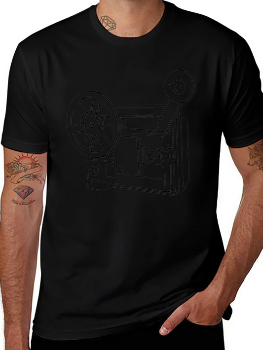 Vintage Projector Graphic Tee - Retro Film Lover Shirt