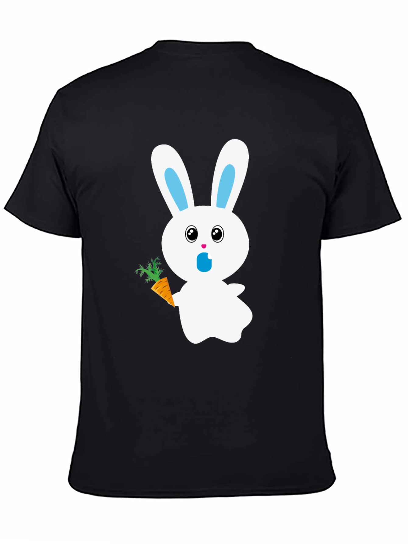 Bunny with Carrot Graphic Tee - Black Cotton T-Shirt