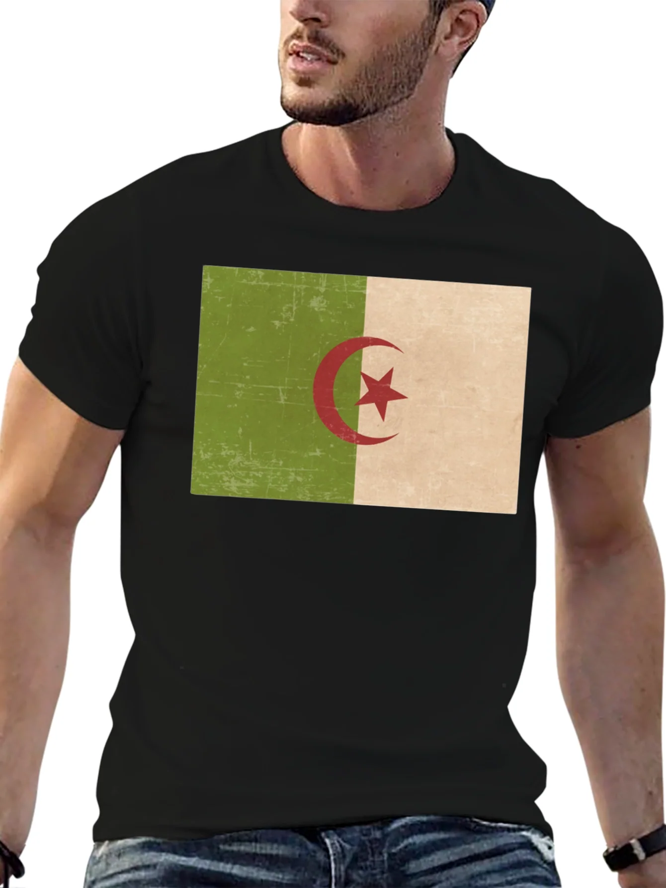 Algeria Flag T-Shirt - Black Cotton Tee