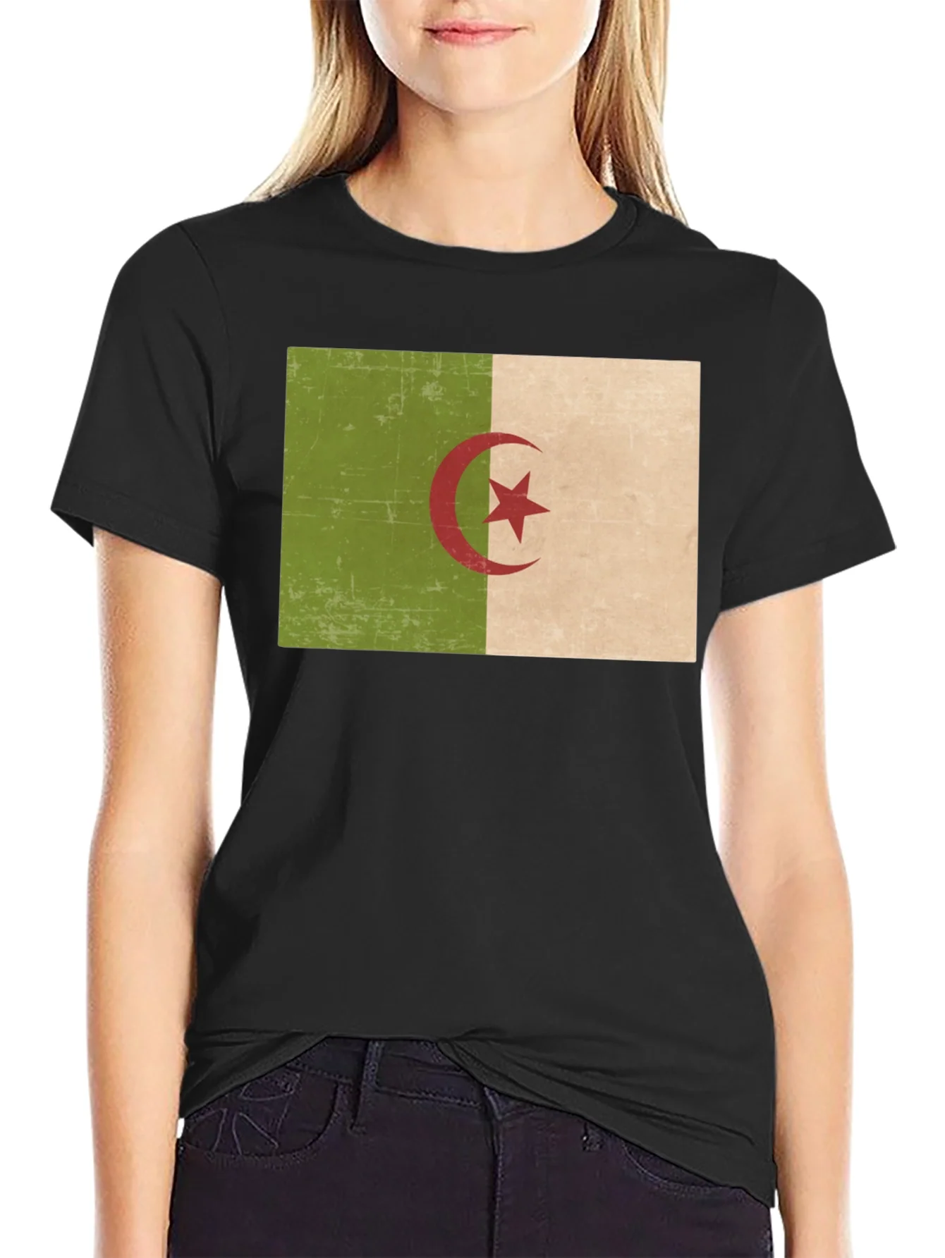 Algeria Flag T-Shirt - Black Cotton Tee