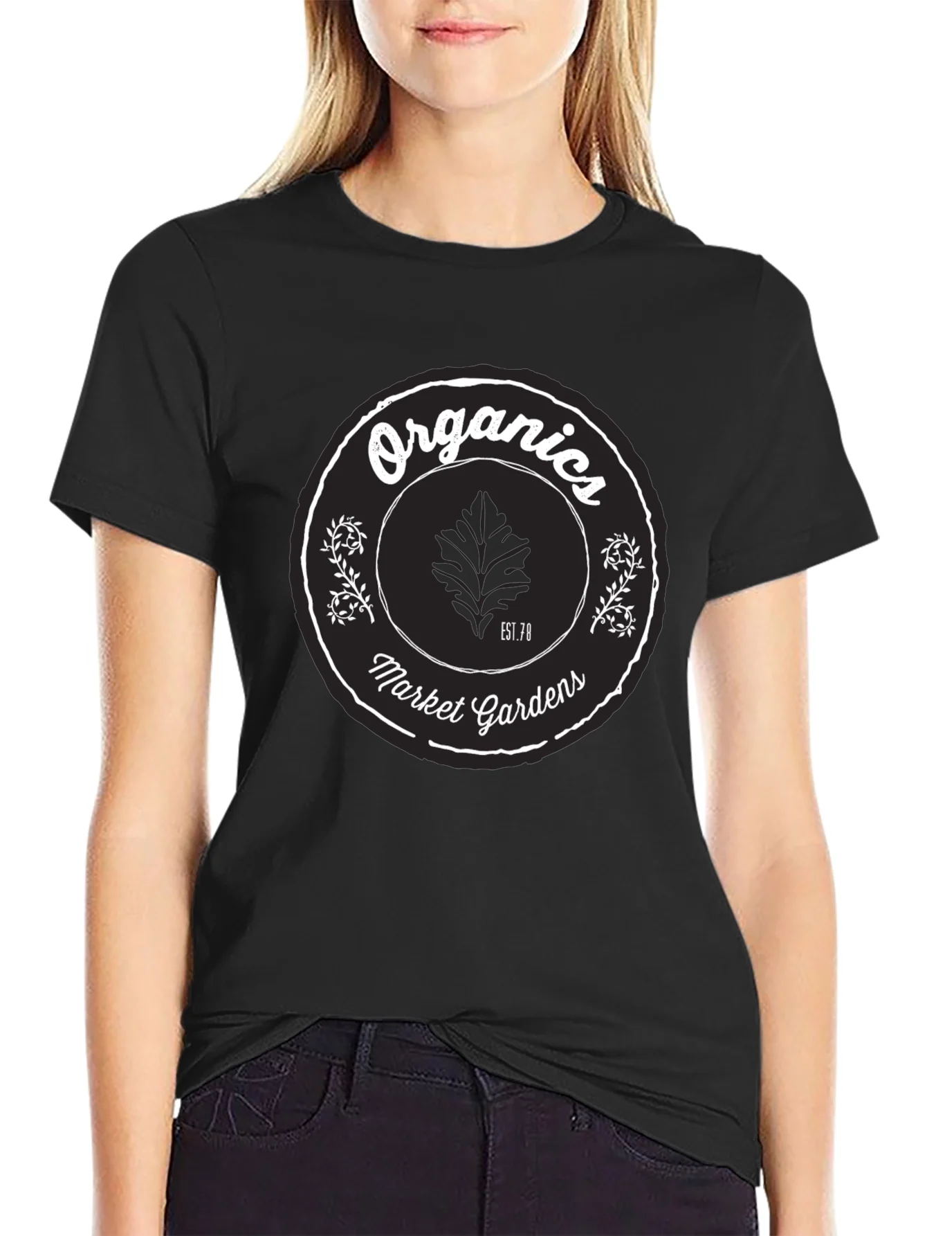Organics Market Gardens Black Graphic T-Shirt