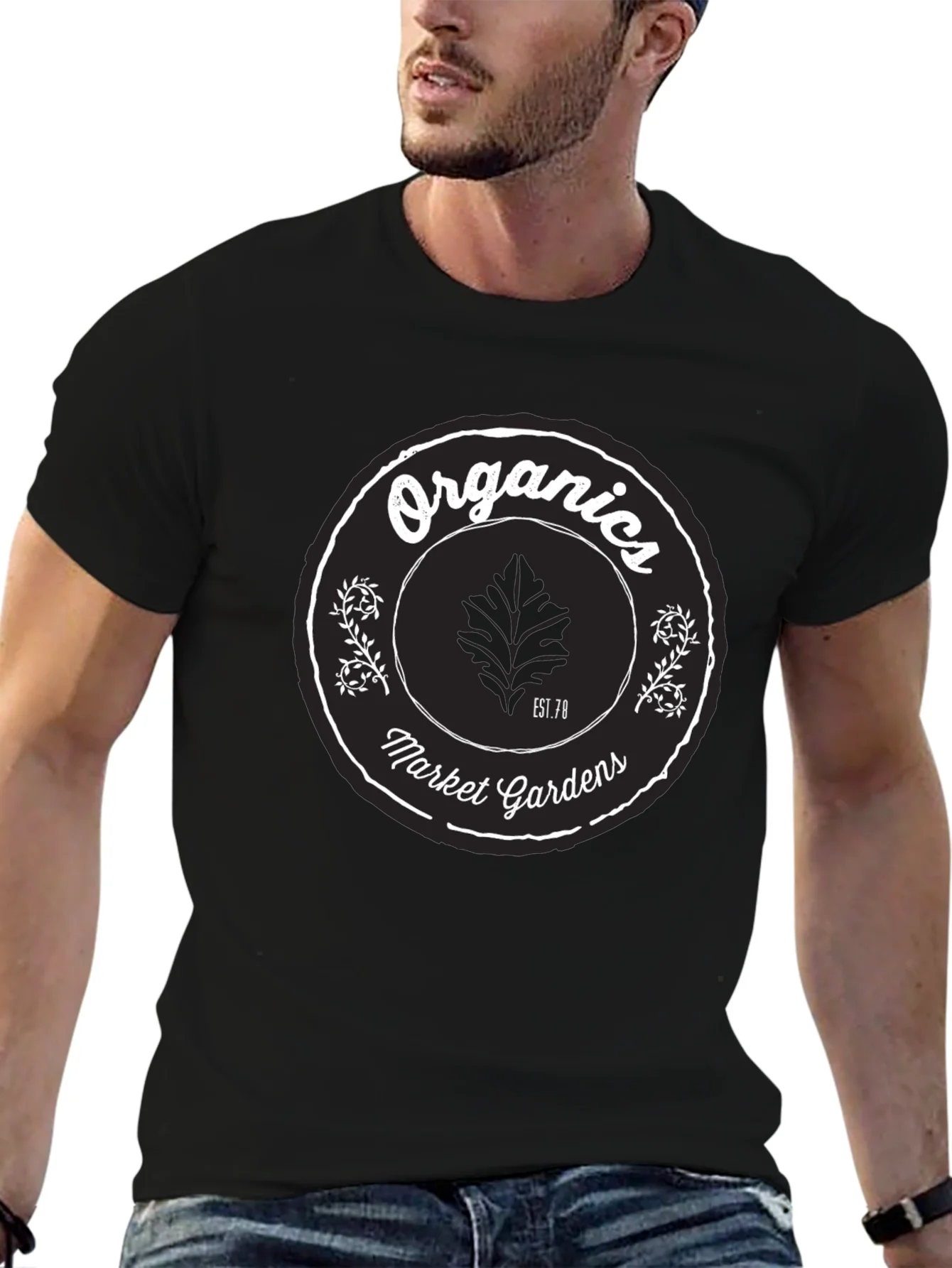 Organics Market Gardens Black Graphic T-Shirt