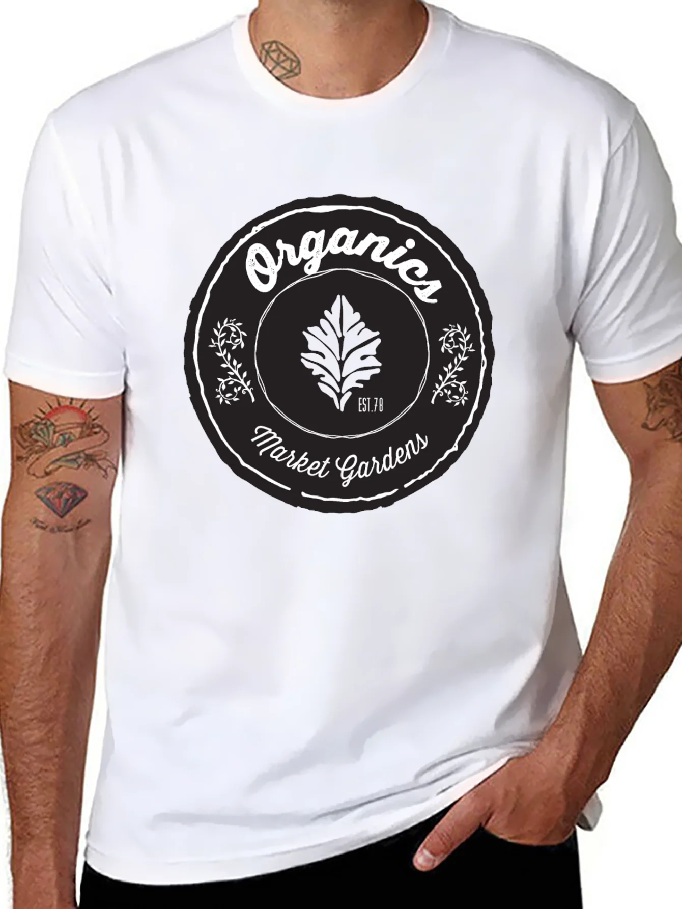 Organics Market Gardens Black Graphic T-Shirt