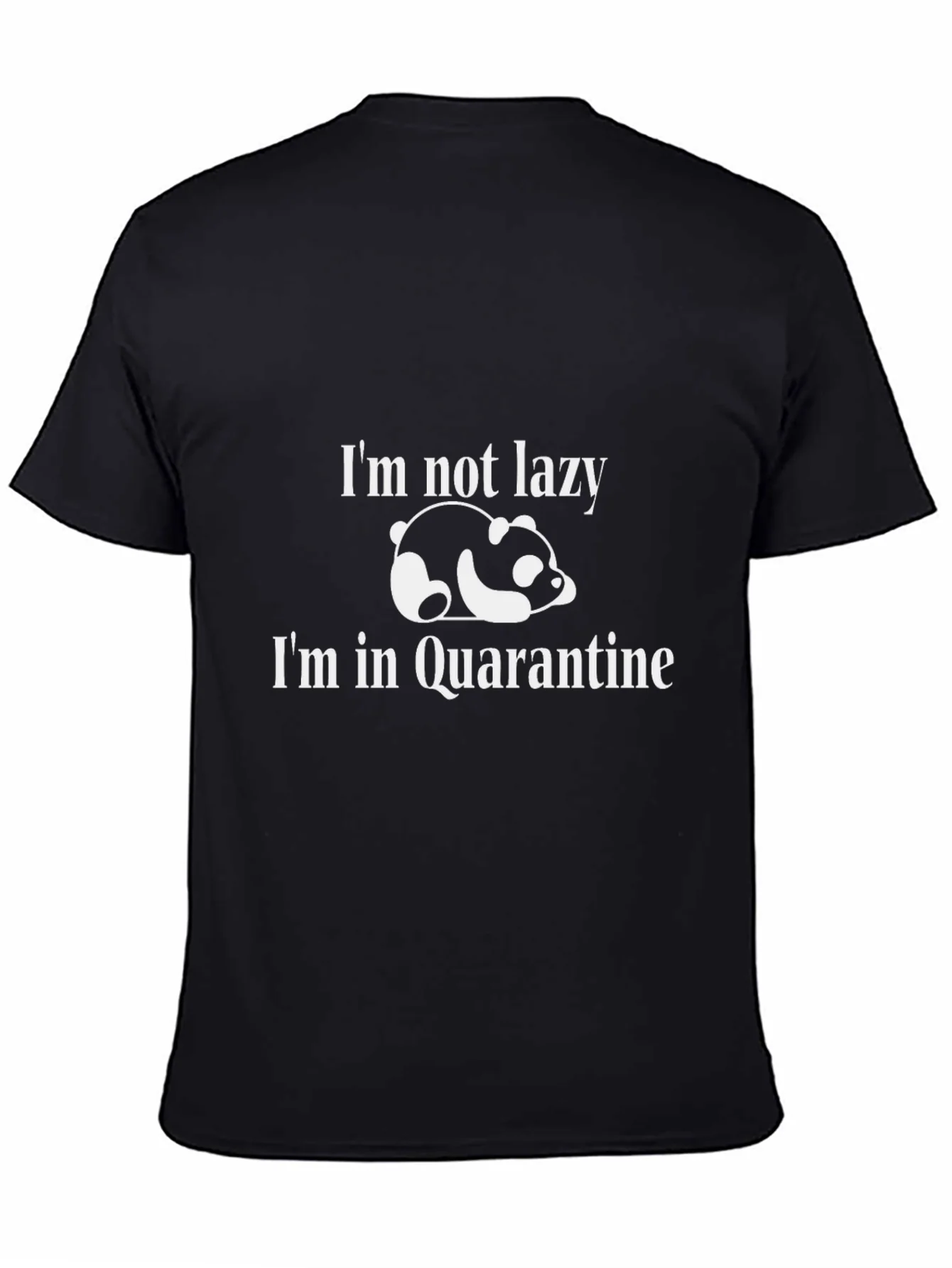 Funny Quarantine Panda Graphic T-Shirt - Black