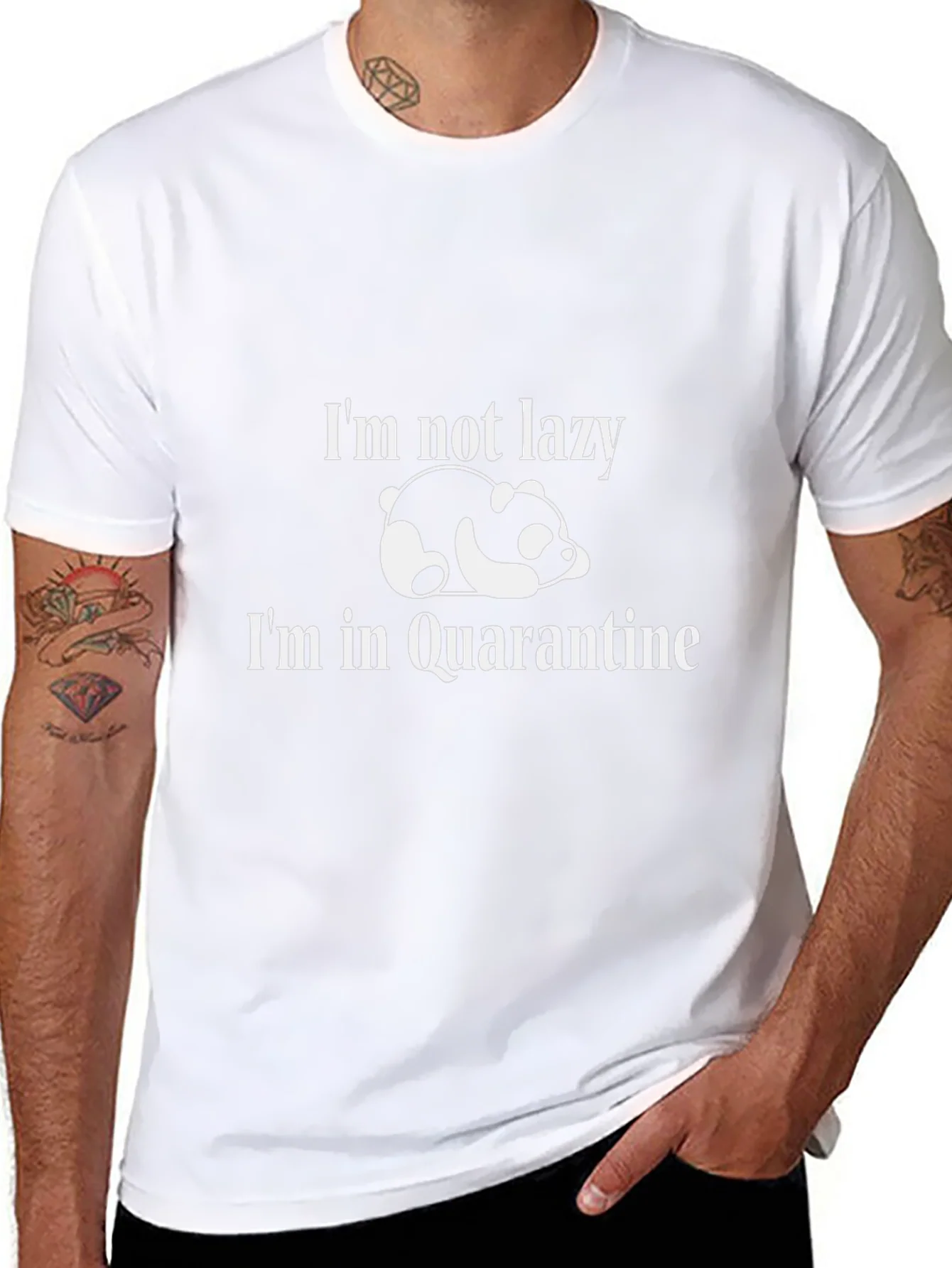 Funny Quarantine Panda Graphic T-Shirt - Black