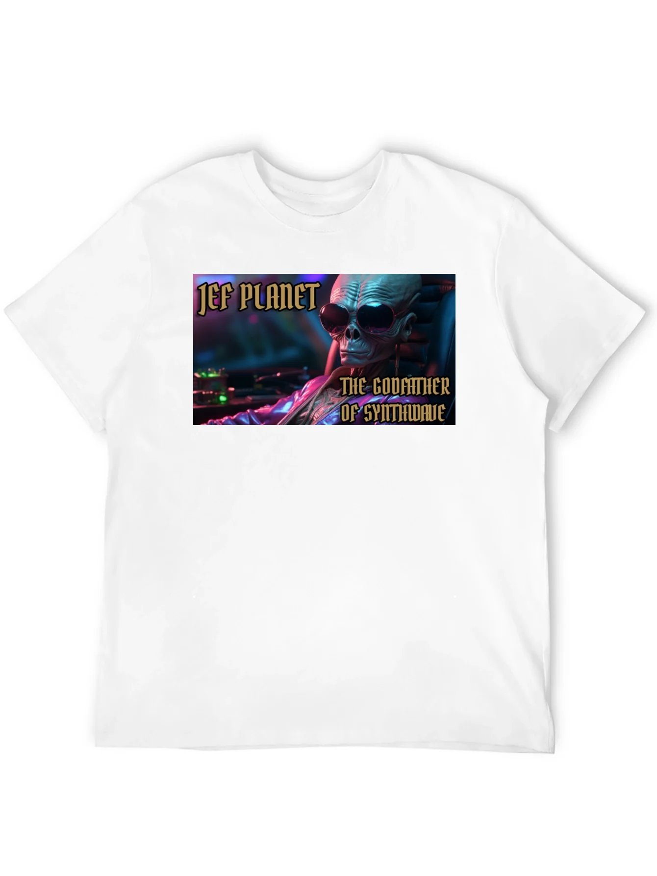 Jef Planet Godfather of Synthwave Black T-Shirt