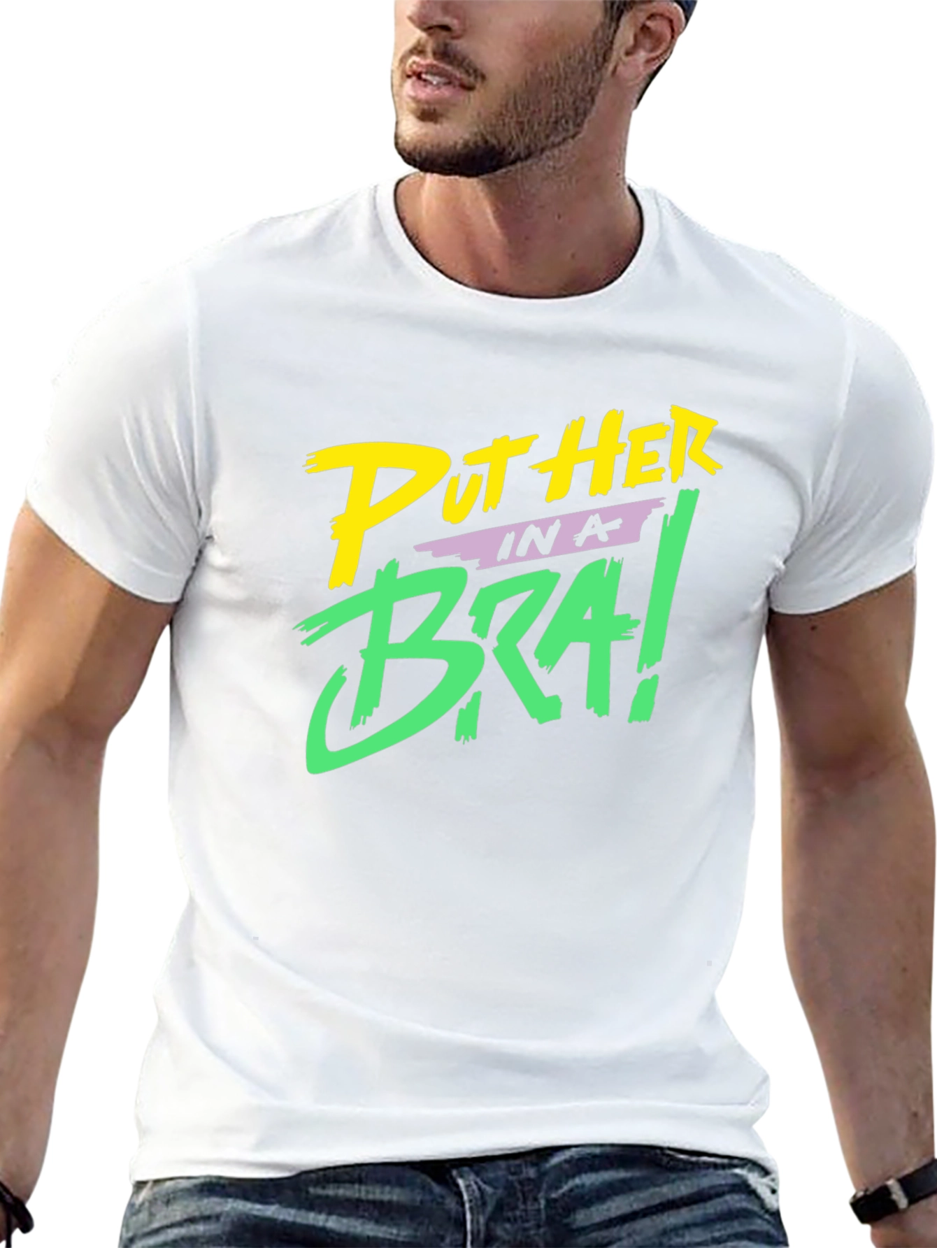 Put Her in a Bra! Black Graphic Tee