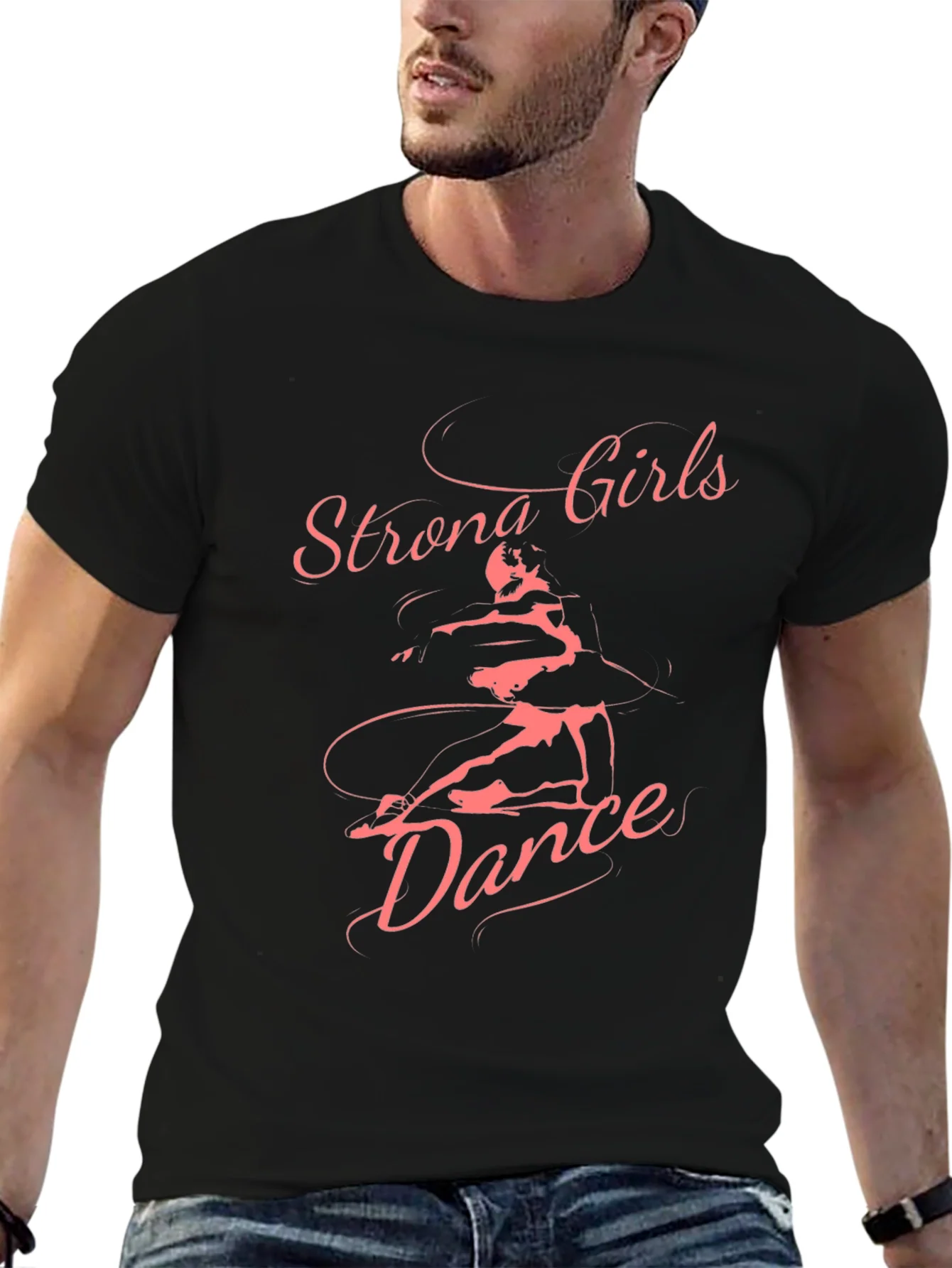 Strong Girls Dance Graphic Tee - Black Cotton T-Shirt