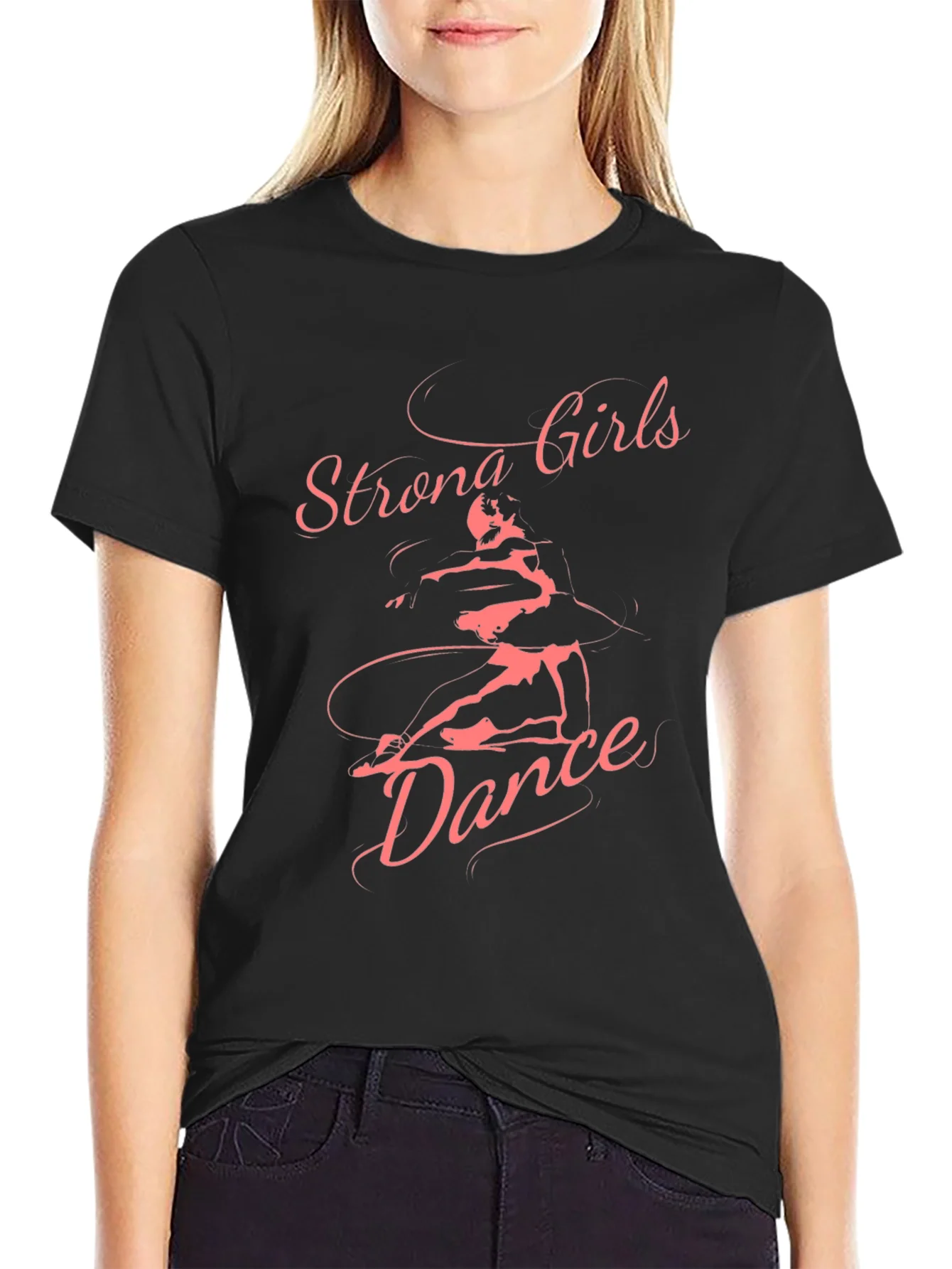 Strong Girls Dance Graphic Tee - Black Cotton T-Shirt