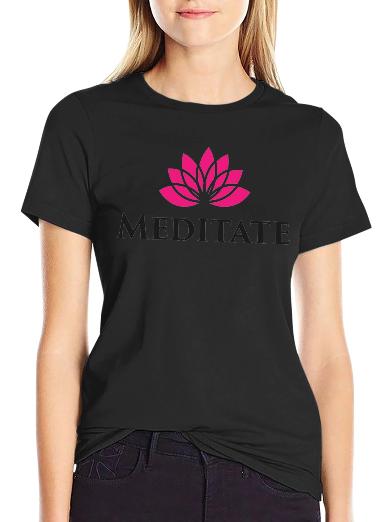 Meditate Lotus Flower Graphic Tee - Relaxed Fit