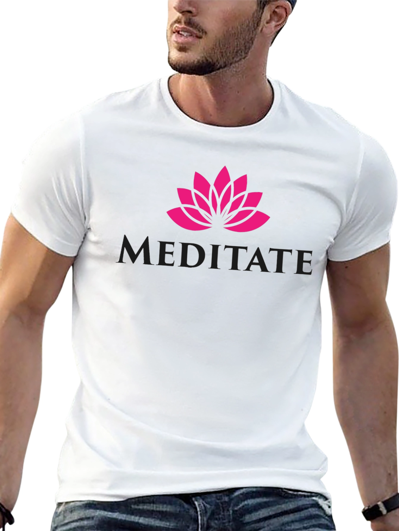 Meditate Lotus Flower Graphic Tee - Relaxed Fit