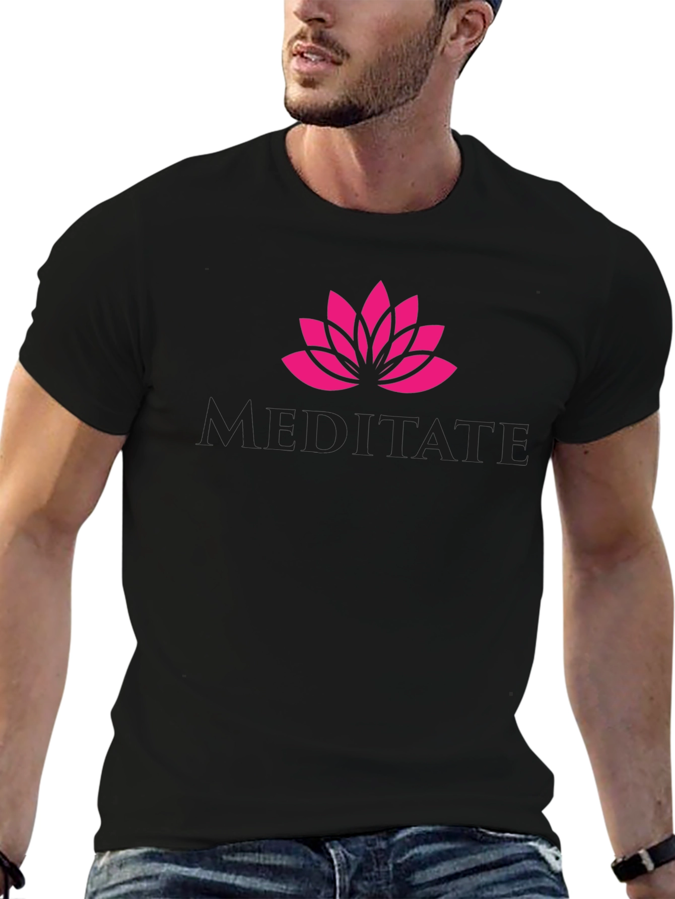 Meditate Lotus Flower Graphic Tee - Relaxed Fit