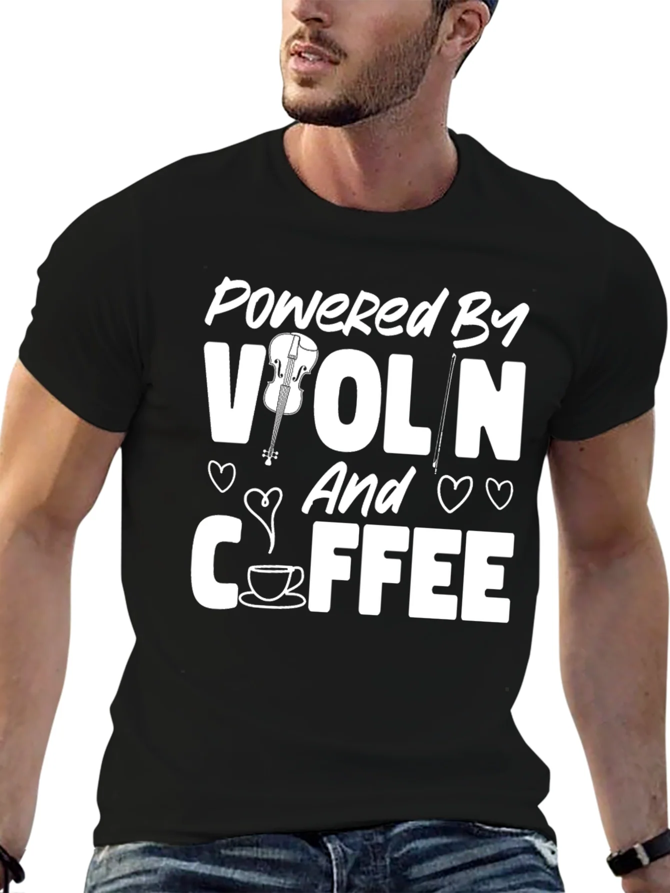 Powered by Violin & Coffee Black T-Shirt