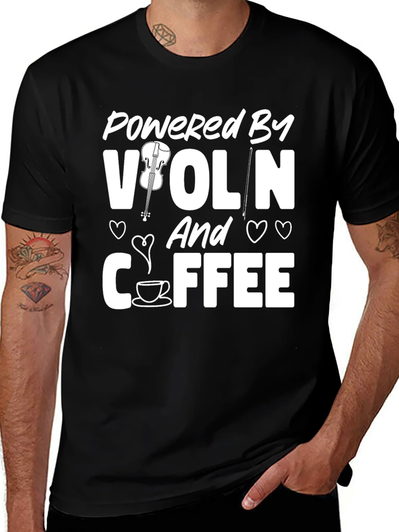 Powered by Violin & Coffee Black T-Shirt