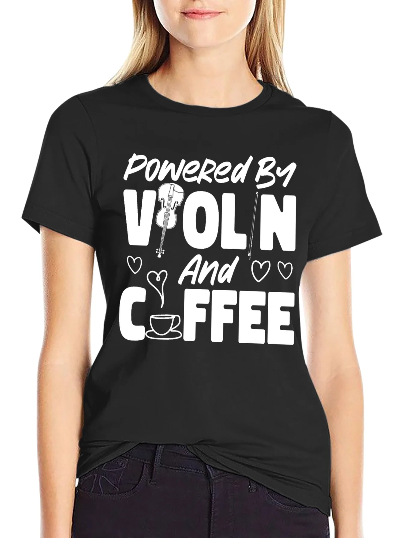 Powered by Violin & Coffee Black T-Shirt