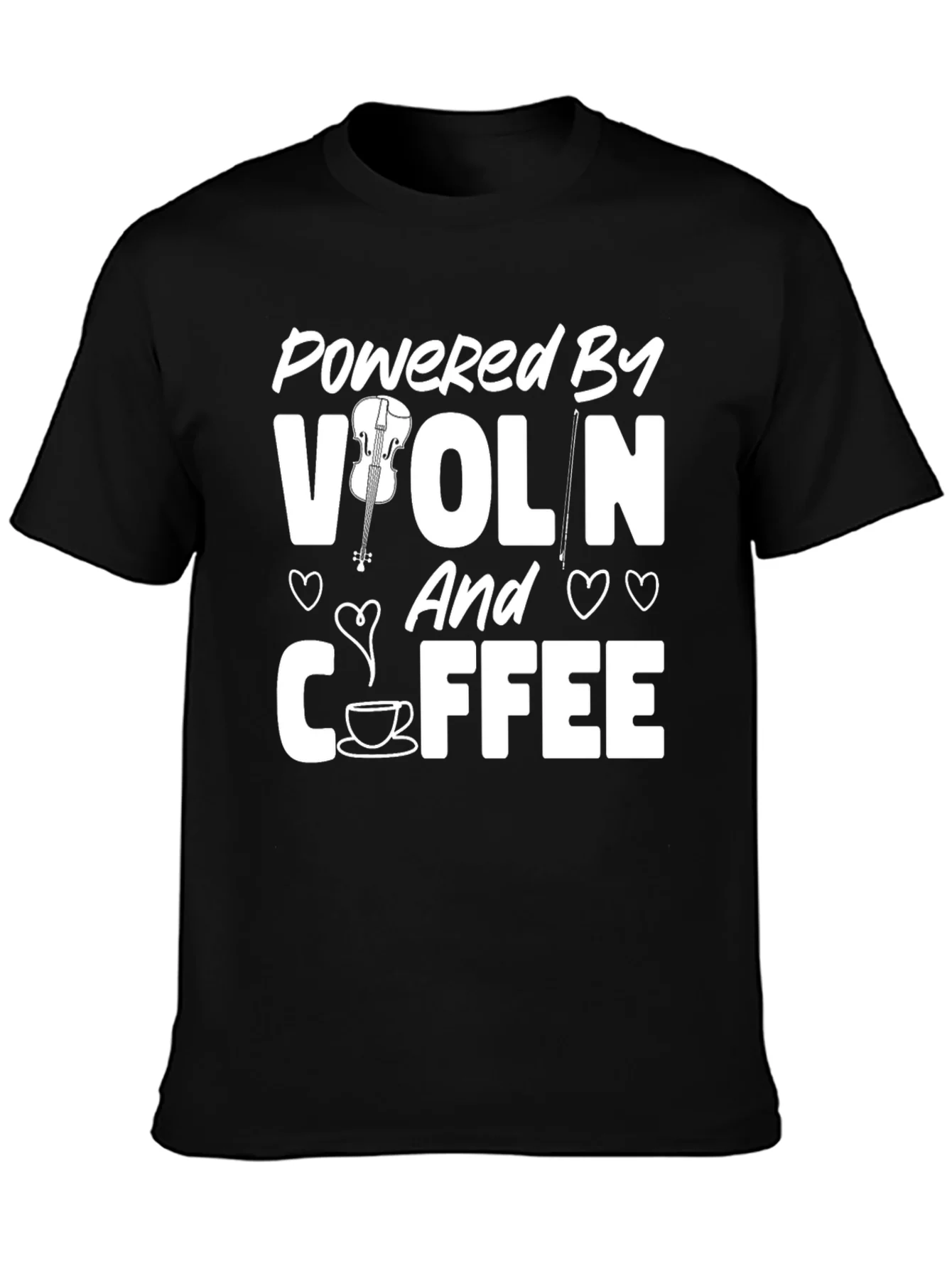 Powered by Violin & Coffee Black T-Shirt