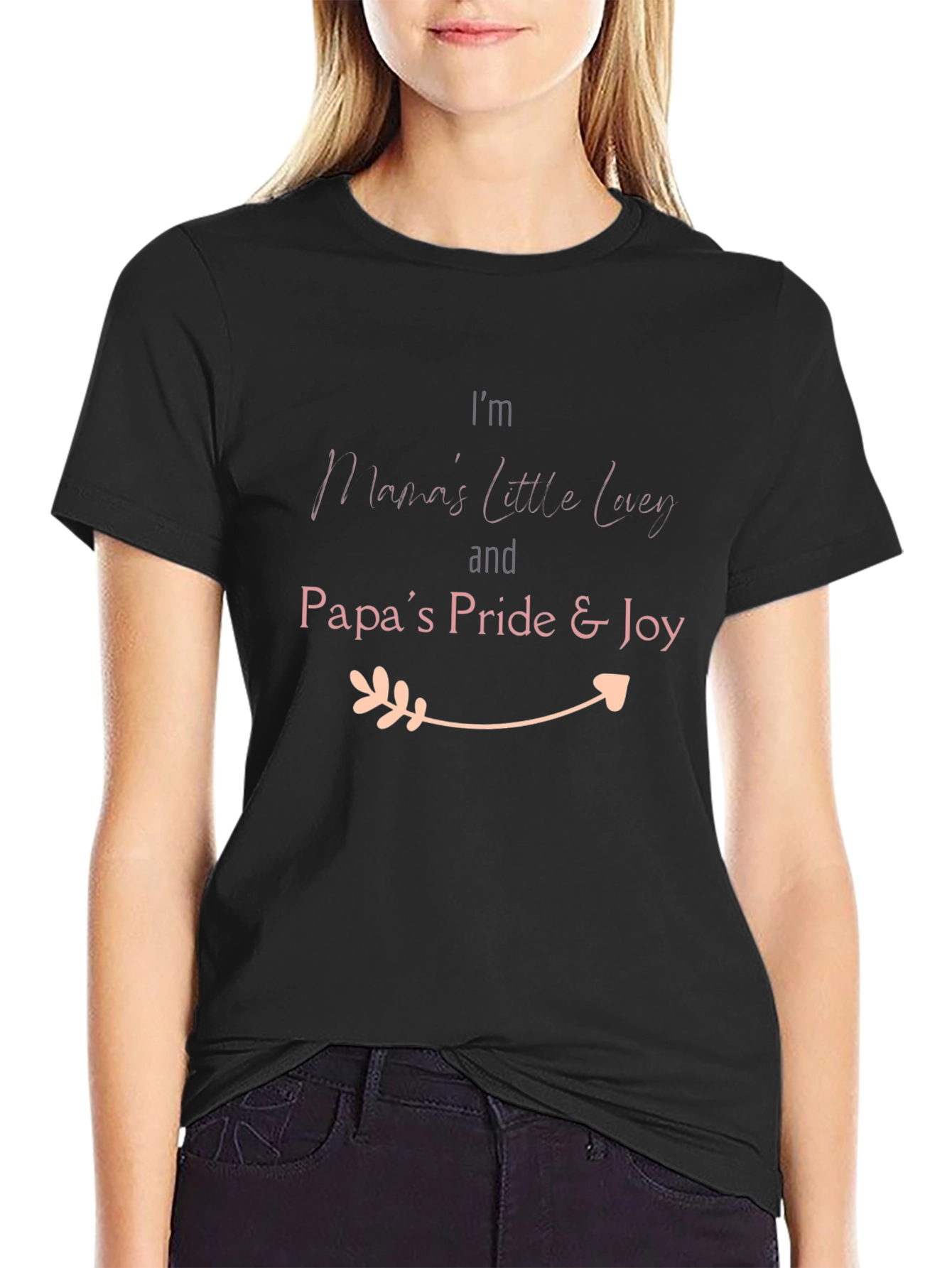 Mamas Little Lucy & Papas Pride Black T-Shirt