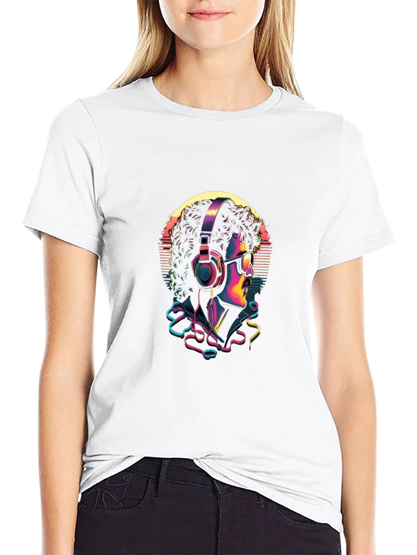 Retro Music Lover Graphic Tee - Black