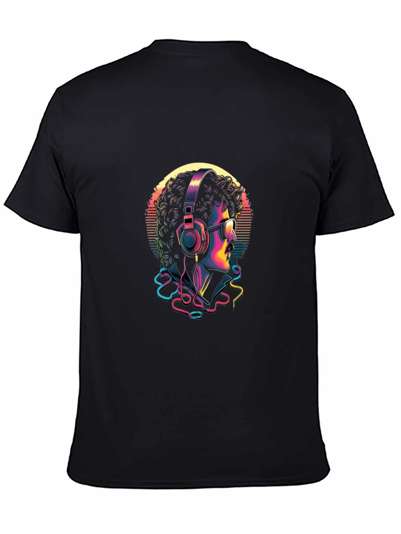 Retro Music Lover Graphic Tee - Black