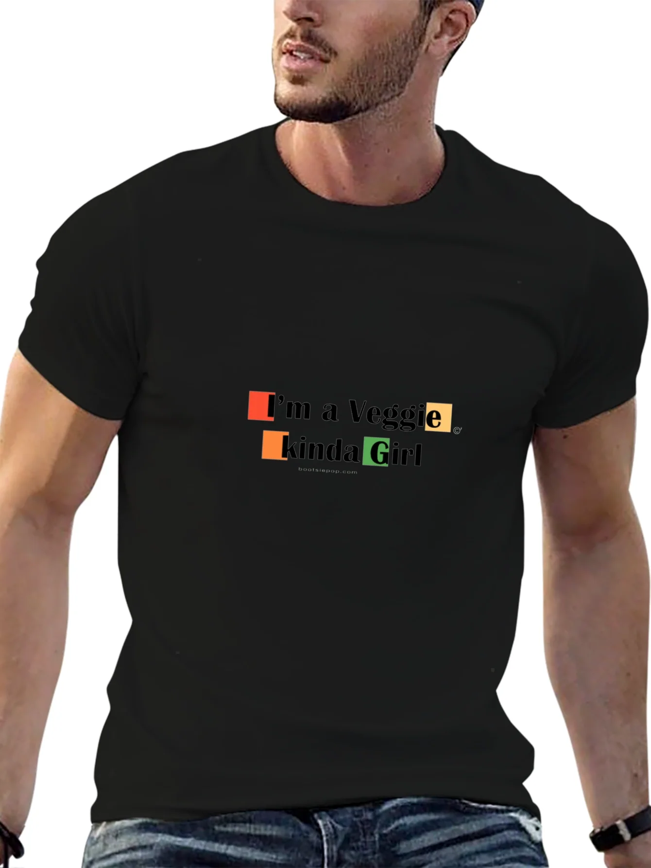 Veggie Girl Graphic Tee - Black Casual Fit T-Shirt