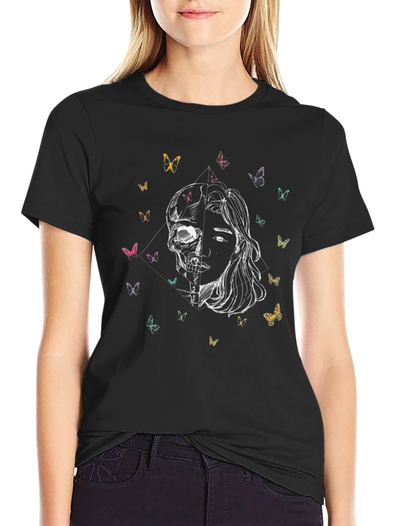 Skull & Beauty Graphic Tee - Black