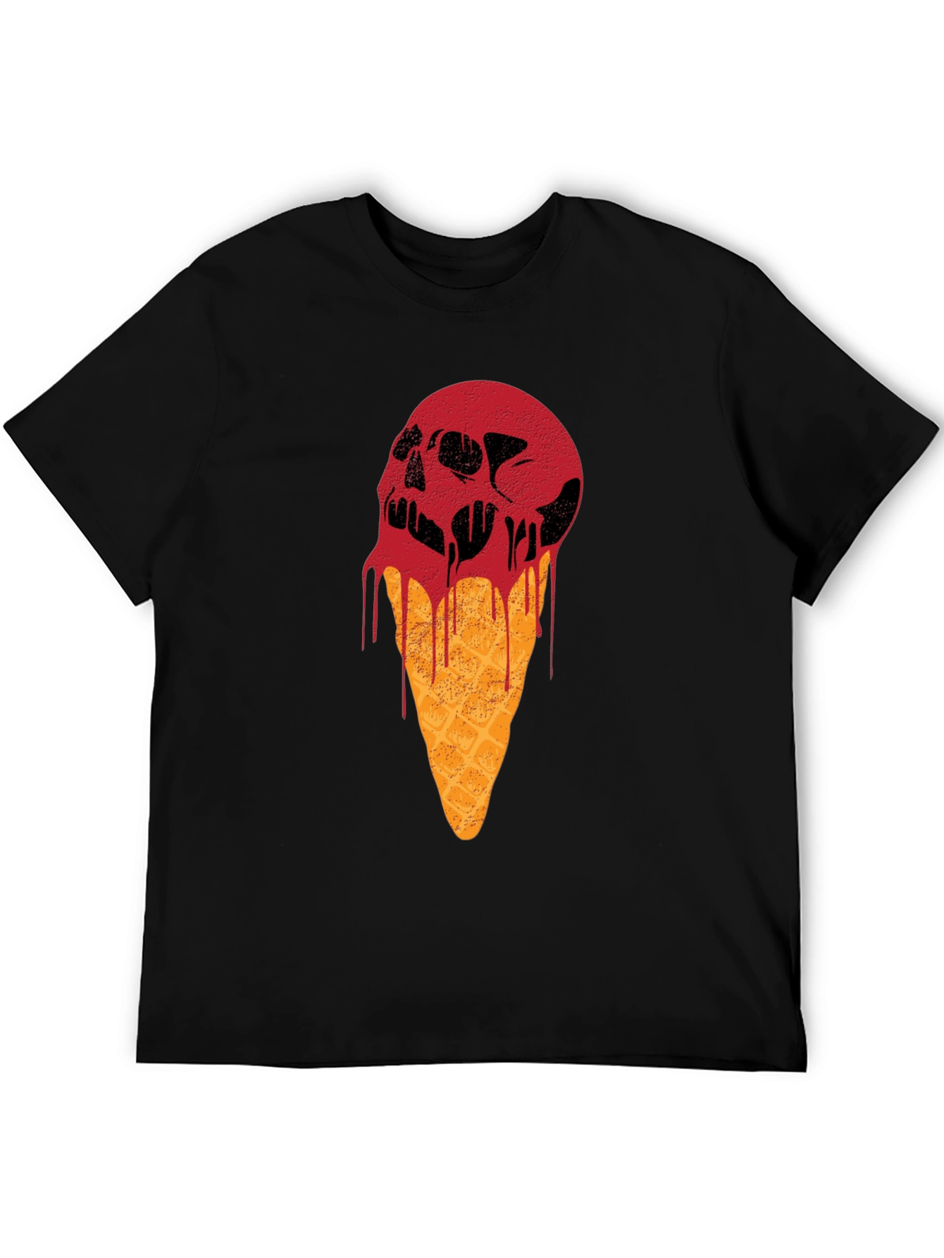 Skull Ice Cream Graphic Tee - Black Cotton T-Shirt