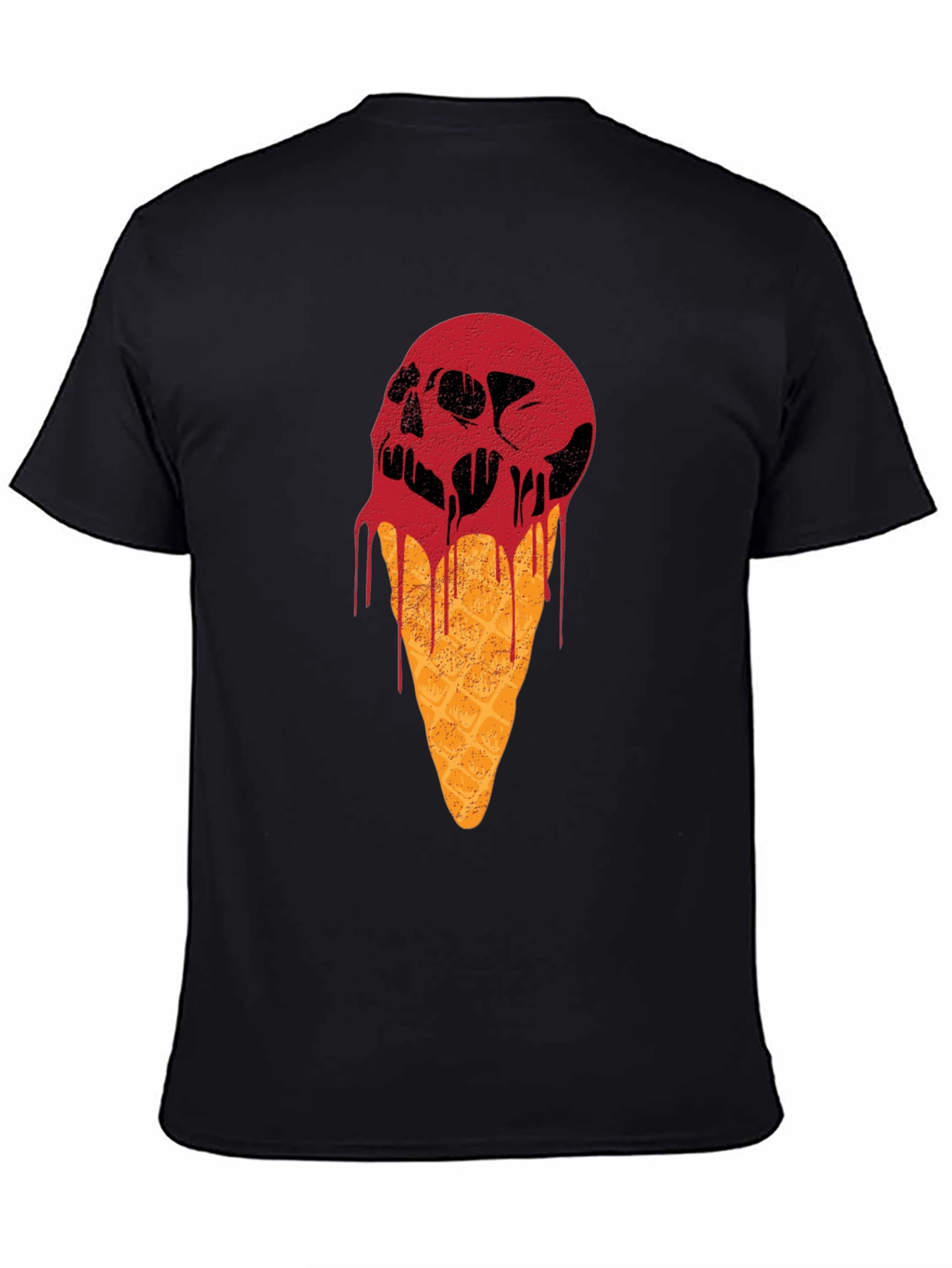 Skull Ice Cream Graphic Tee - Black Cotton T-Shirt