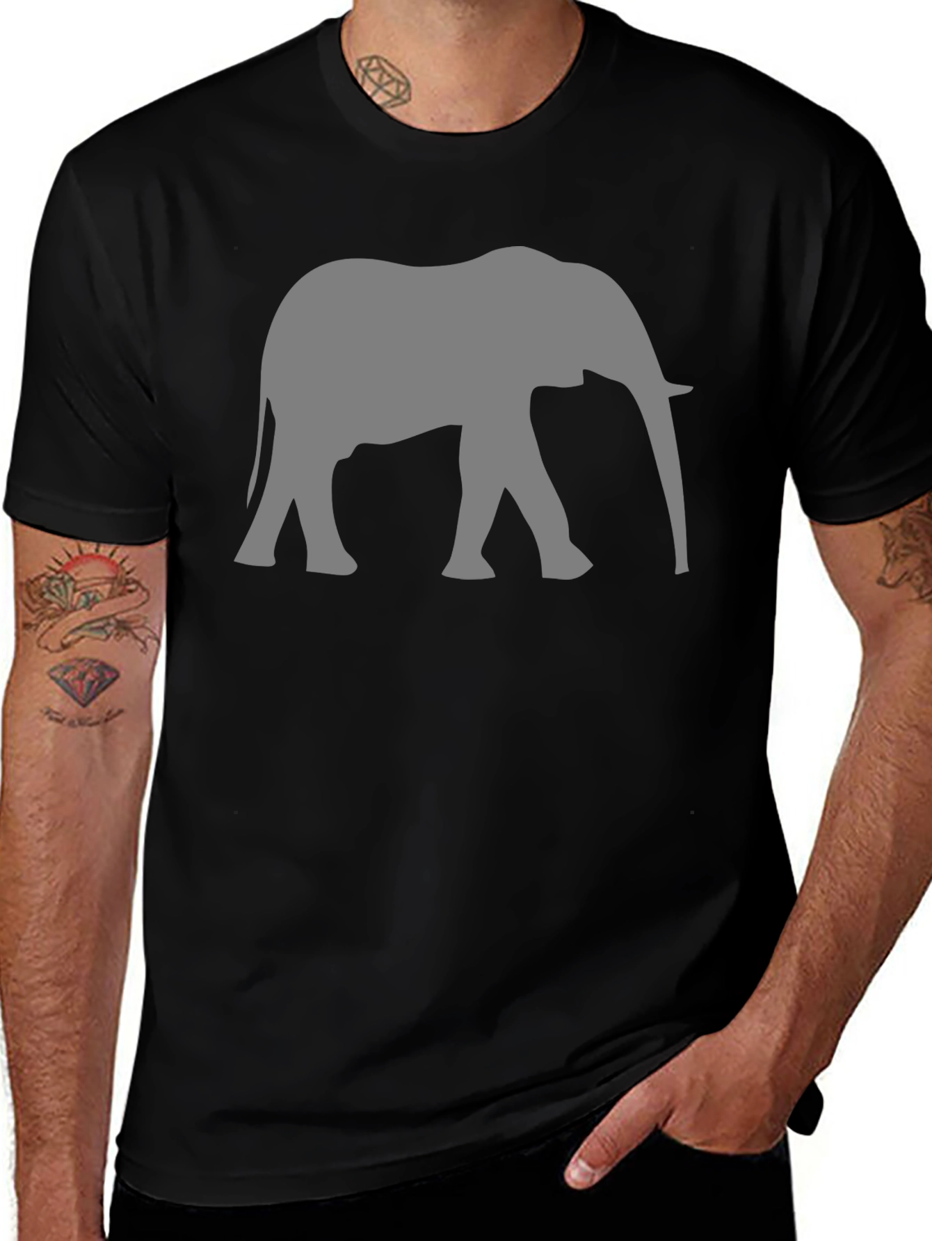Elephant Graphic Tee - Black Cotton Comfort