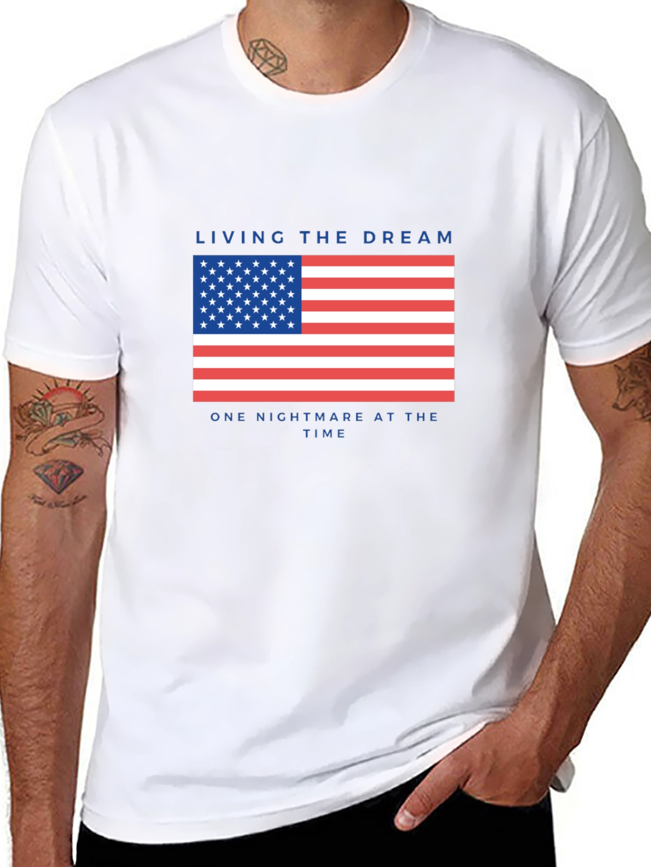 Living the Dream USA Flag Graphic T-Shirt