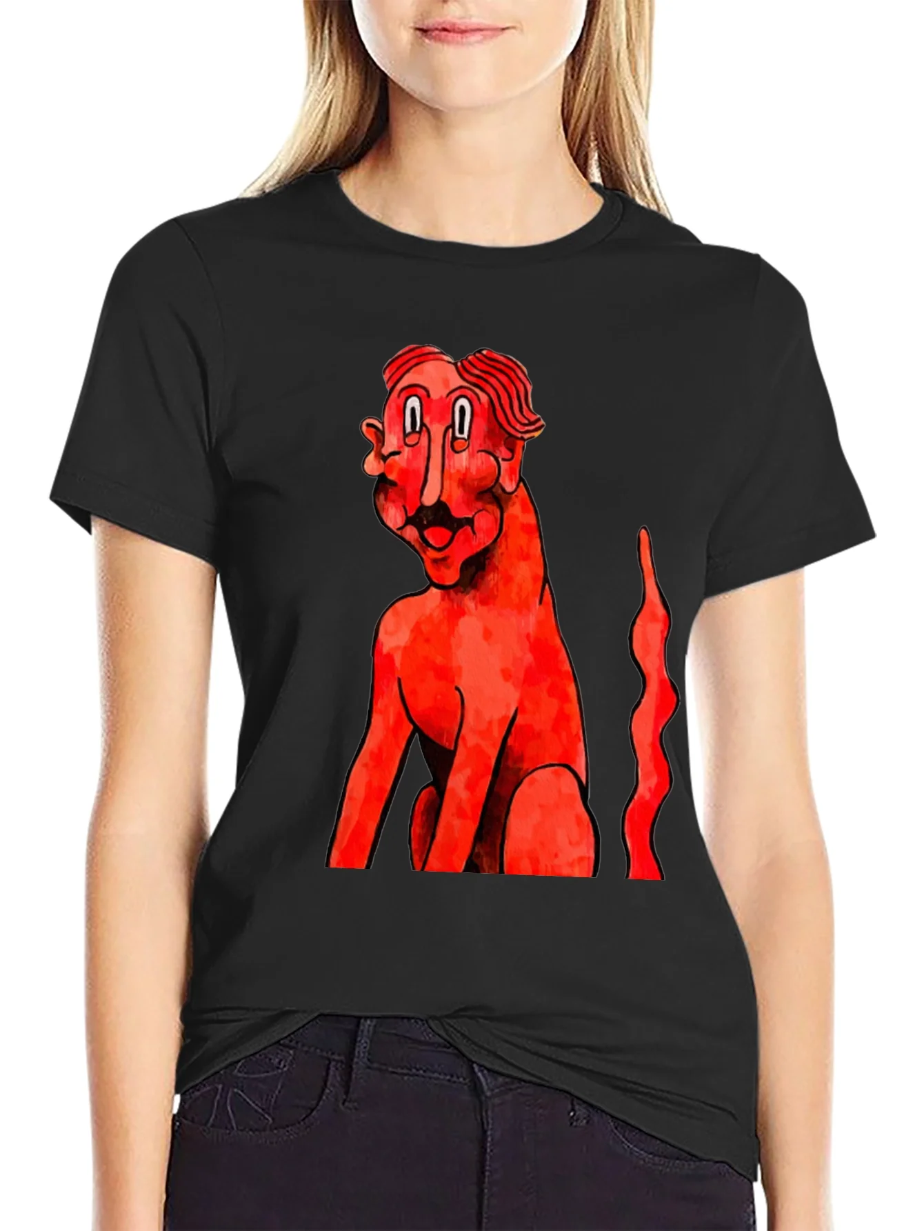 Unique Graphic Tee - Red Figure Art