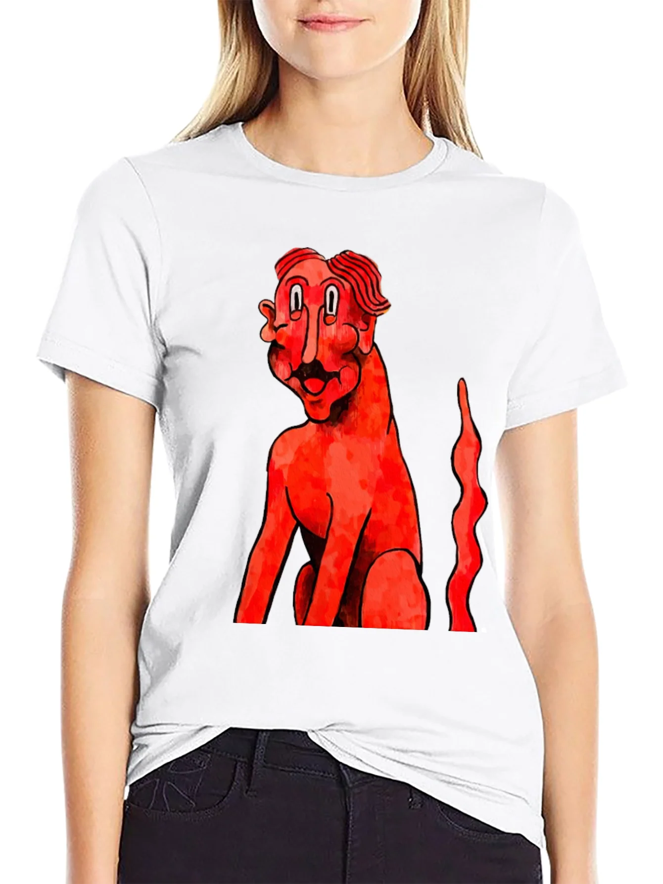 Unique Graphic Tee - Red Figure Art