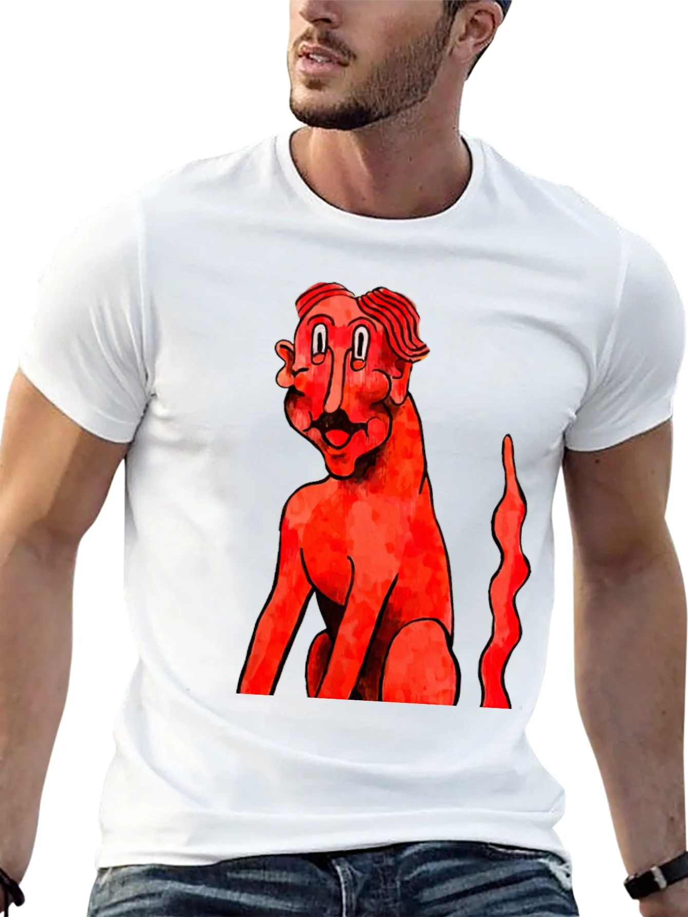 Unique Graphic Tee - Red Figure Art