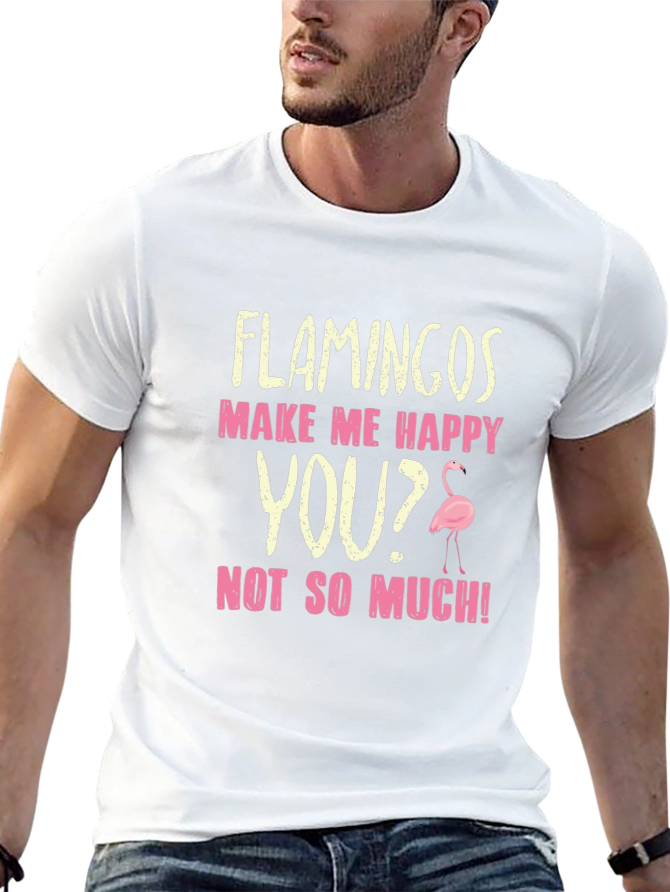 Flamingos Make Me Happy Graphic T-Shirt