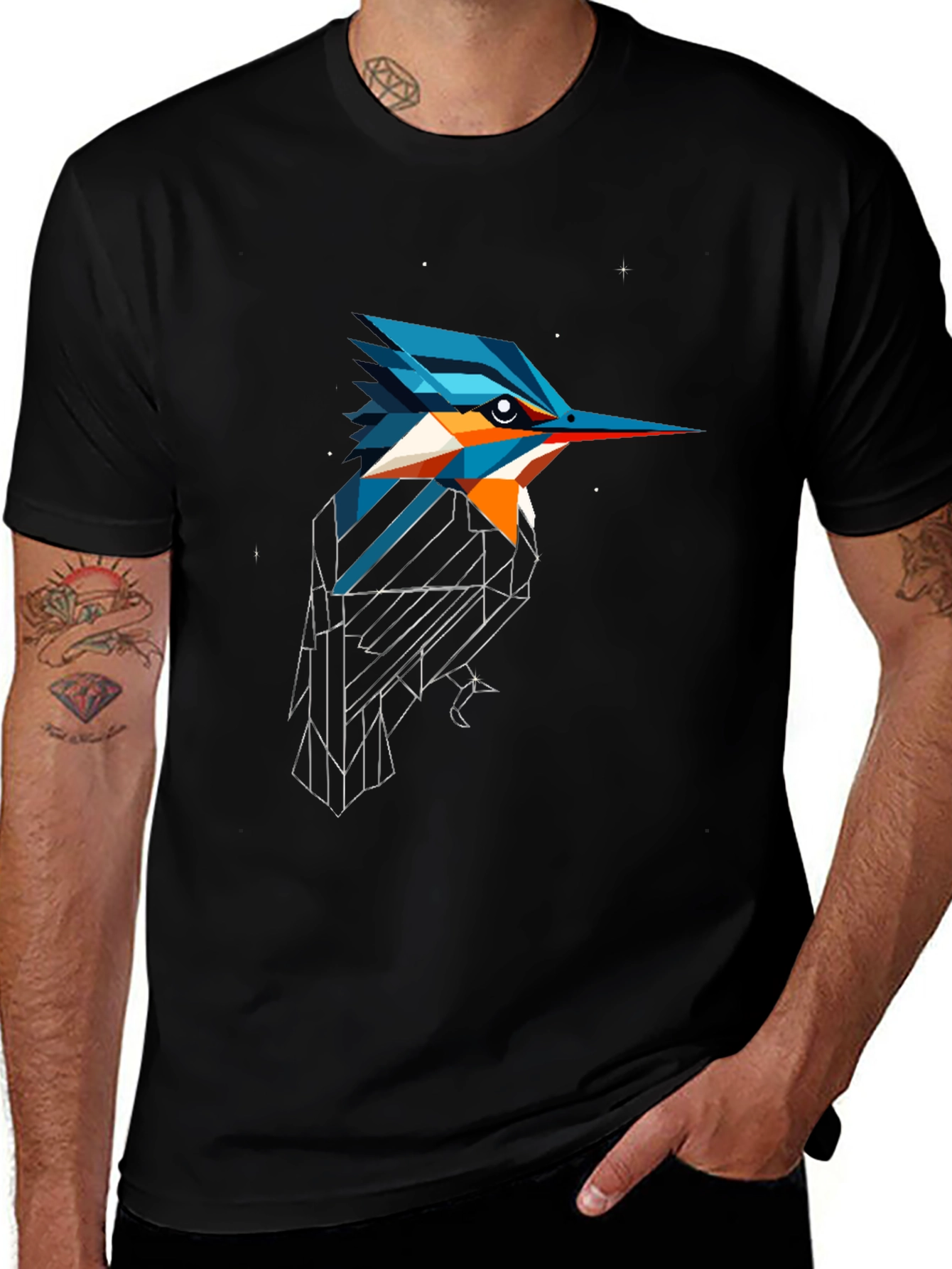 Geometric Kingfisher Graphic Tee