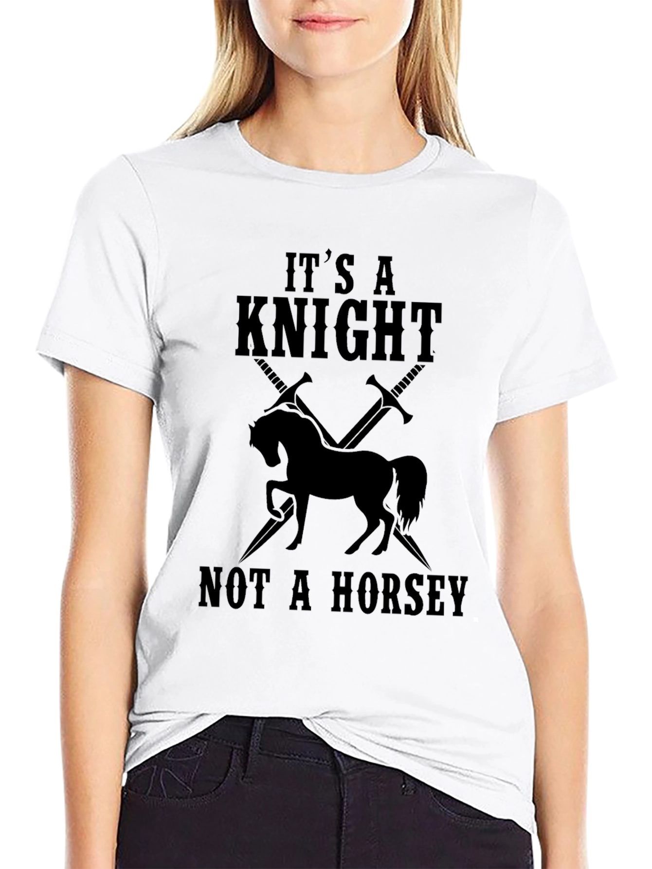 Its a Knight Not a Horsey Black T-Shirt