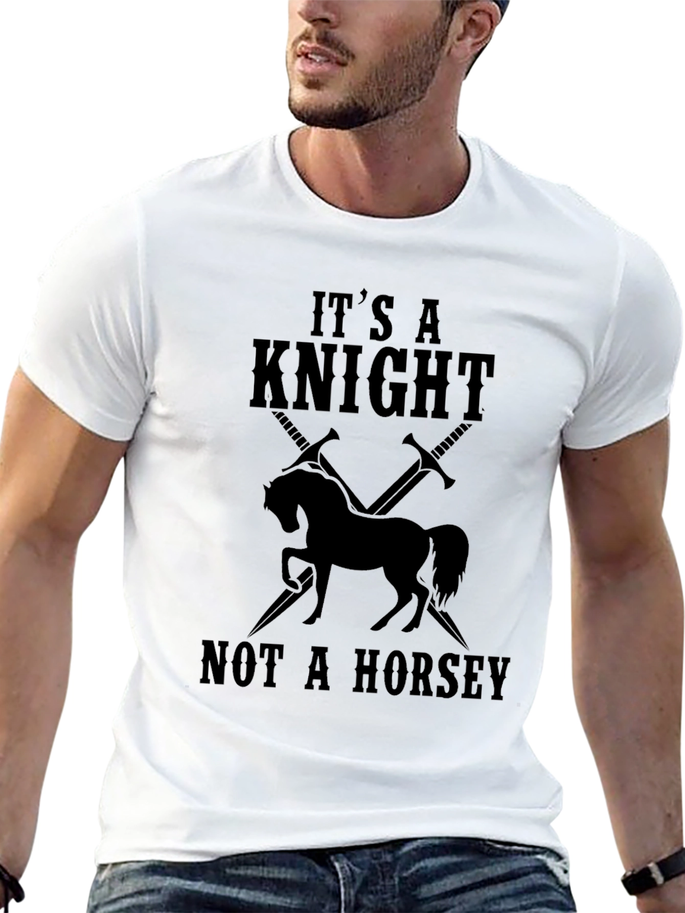 Its a Knight Not a Horsey Black T-Shirt