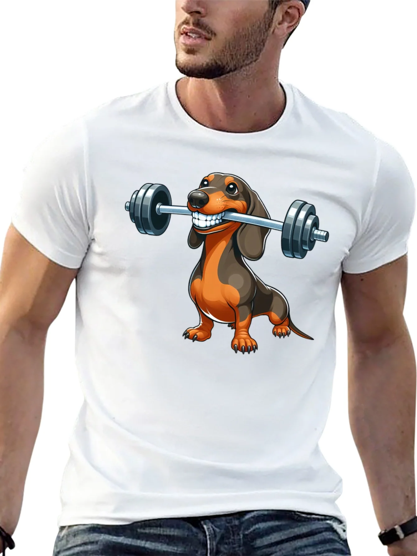 Dachshund Weightlifting T-Shirt - Funny Dog Gym Tee