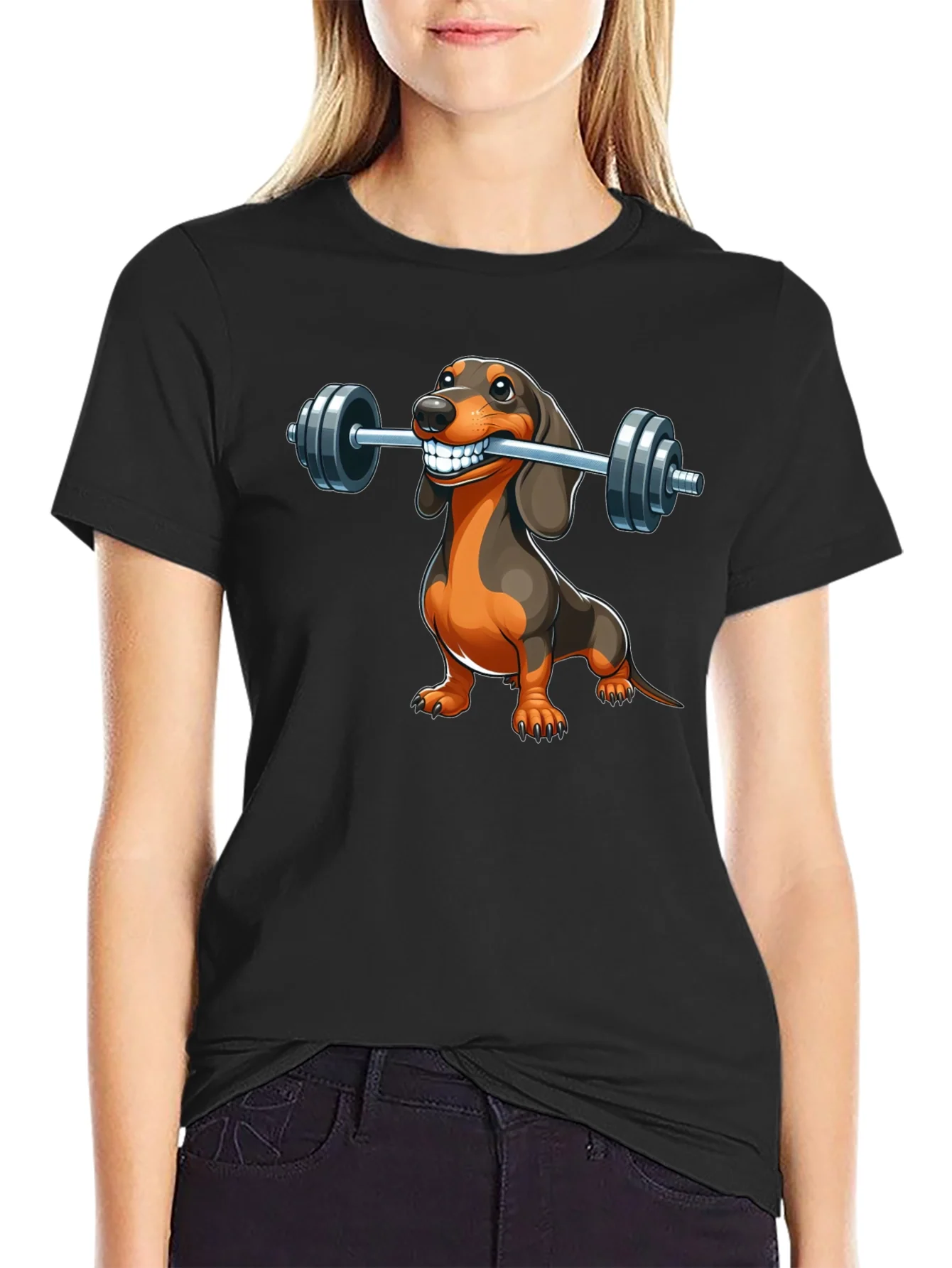 Dachshund Weightlifting T-Shirt - Funny Dog Gym Tee
