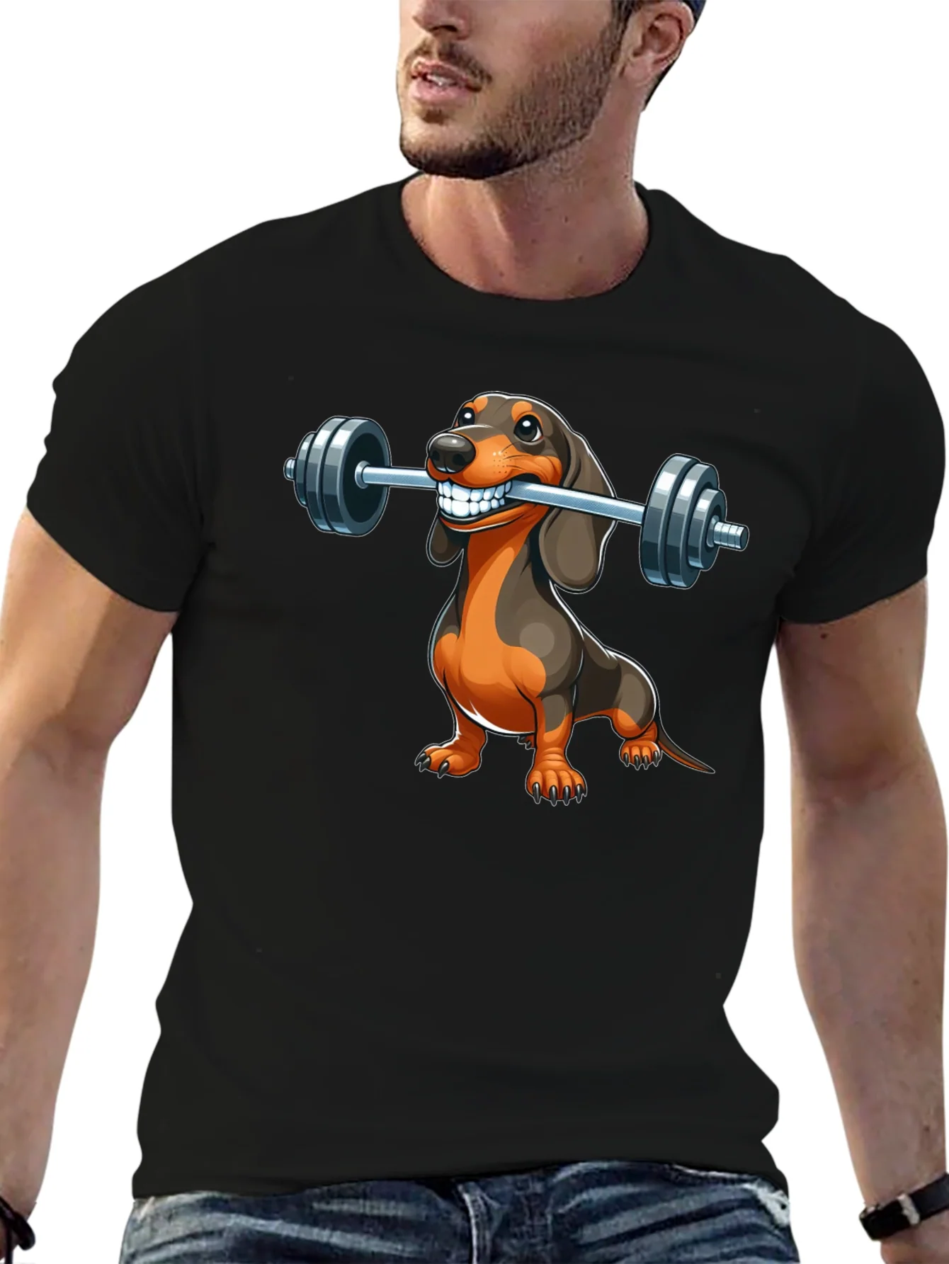Dachshund Weightlifting T-Shirt - Funny Dog Gym Tee