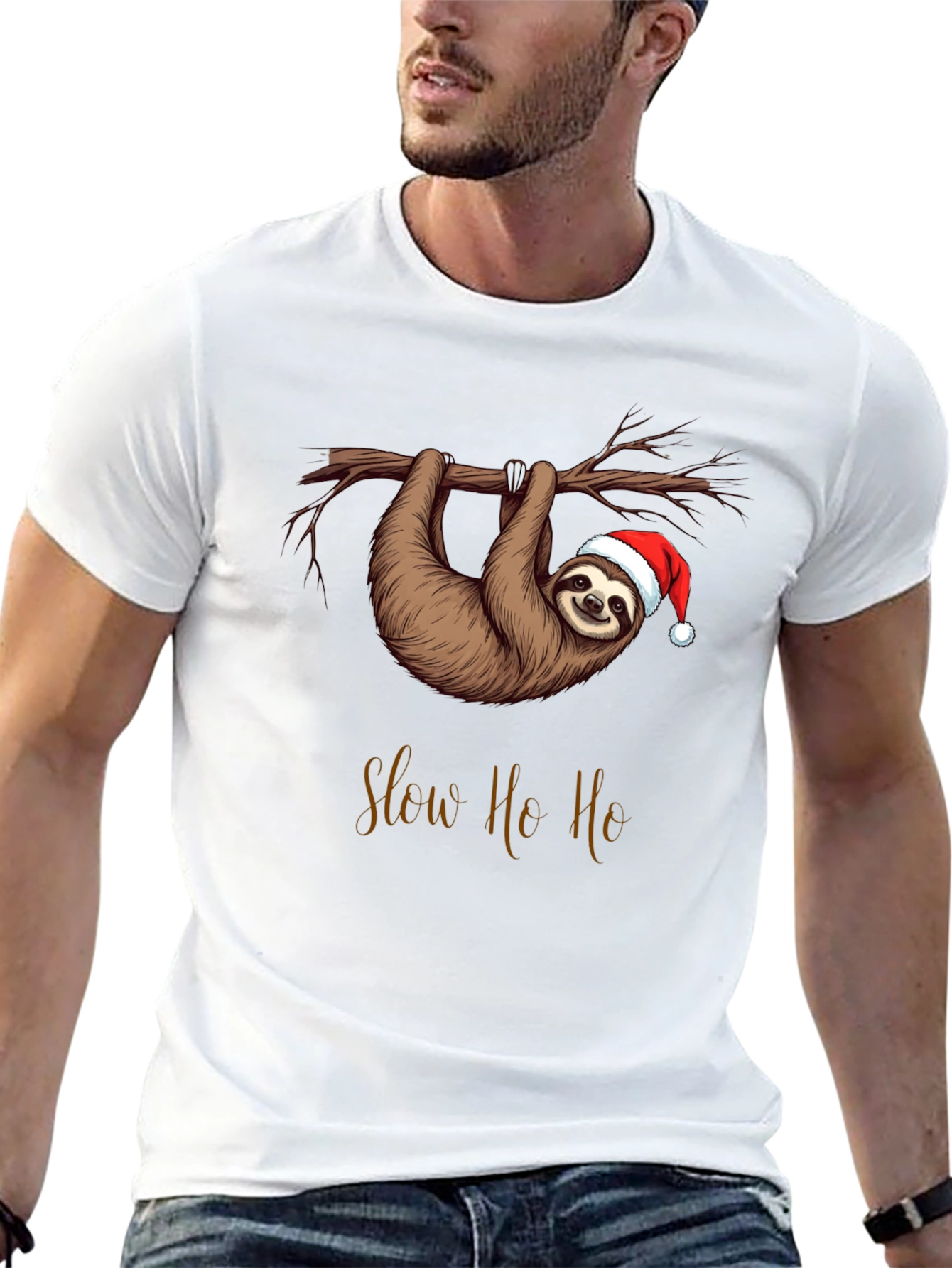 Slow Ho Ho Christmas Sloth T-Shirt