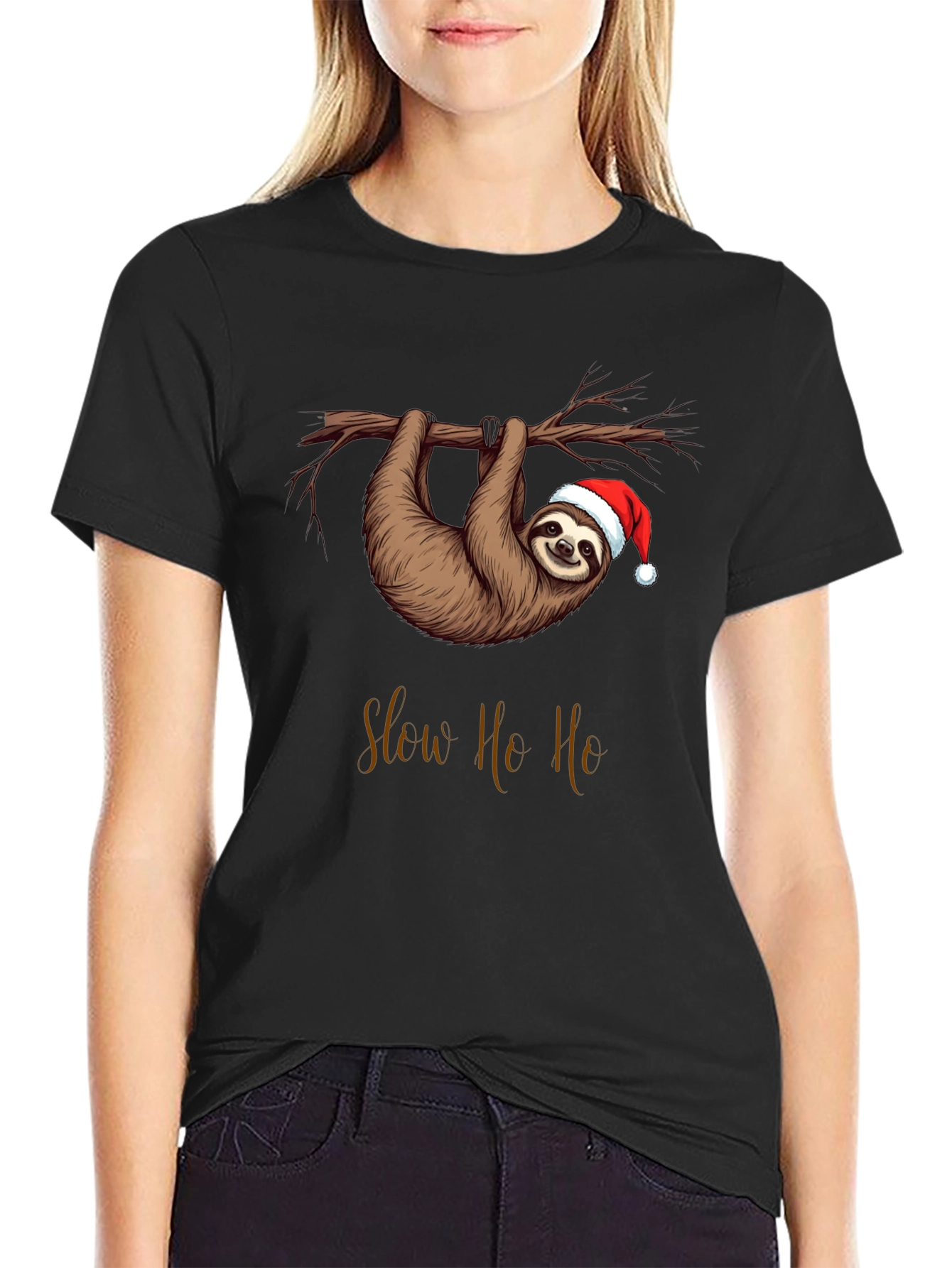 Slow Ho Ho Christmas Sloth T-Shirt