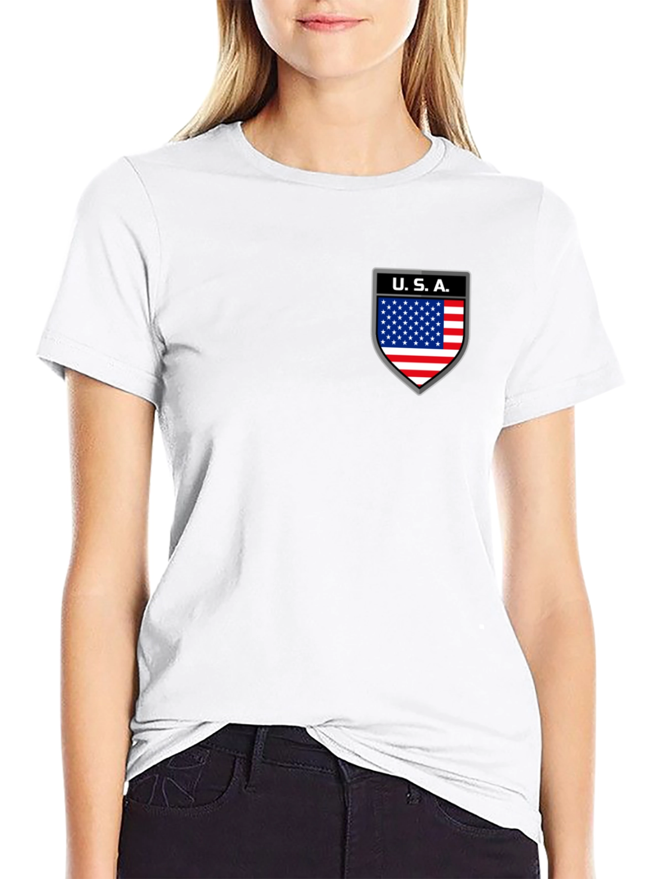 Mens Black USA Shield Graphic T-Shirt