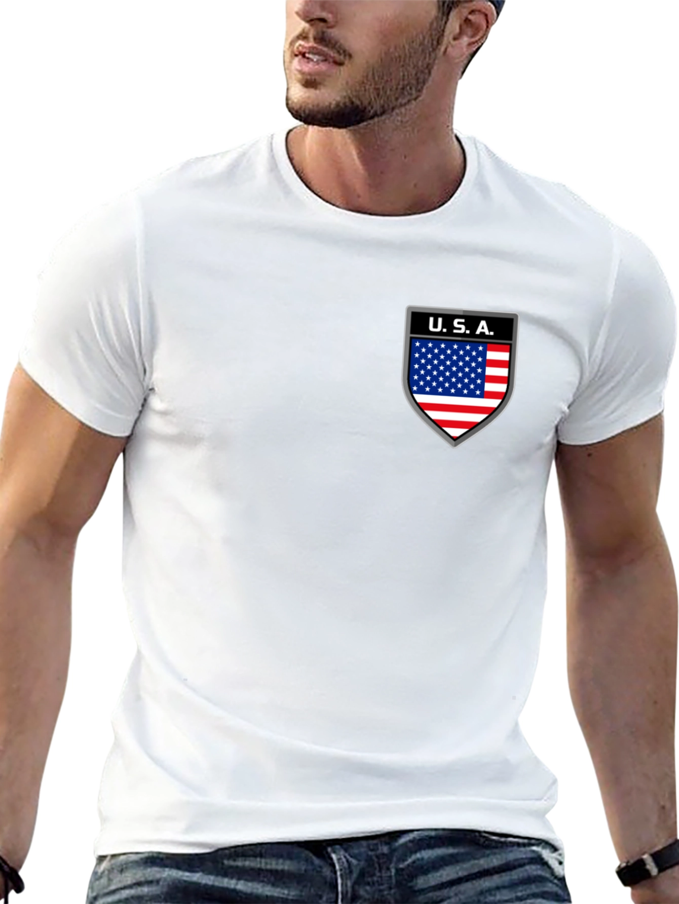 Mens Black USA Shield Graphic T-Shirt