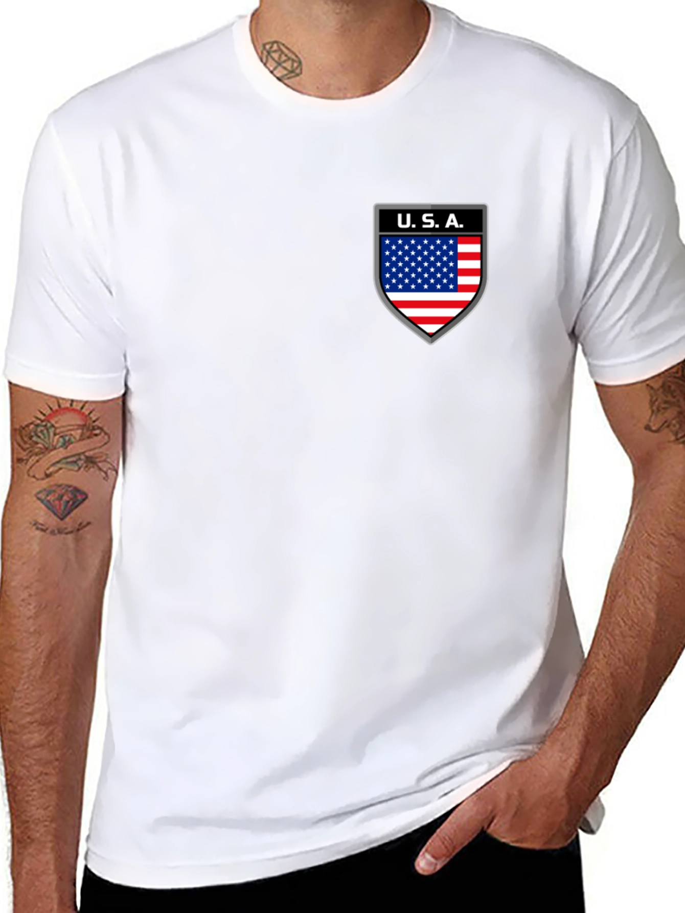 Mens Black USA Shield Graphic T-Shirt