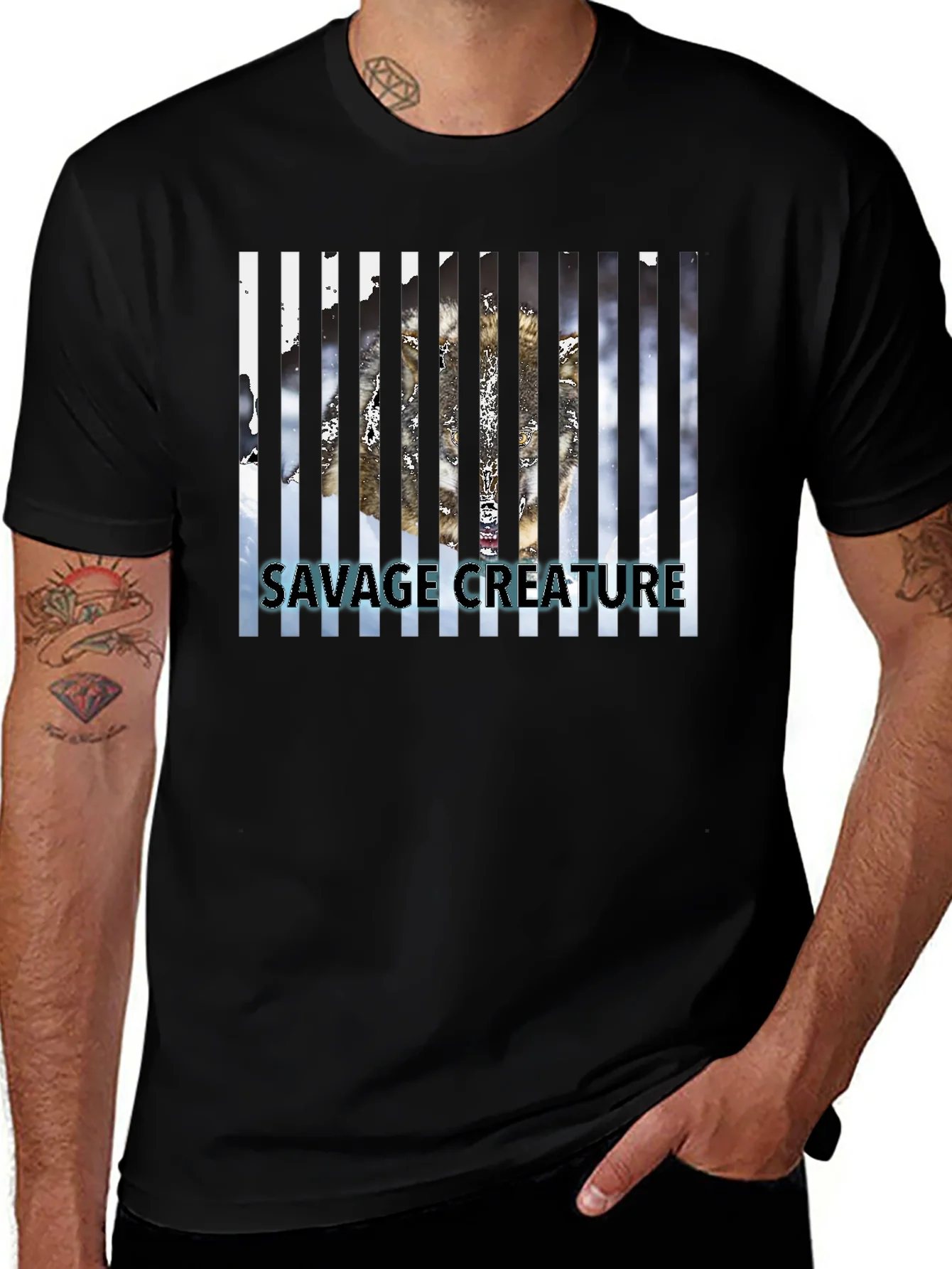 Savage Creature Graphic Tee - Black